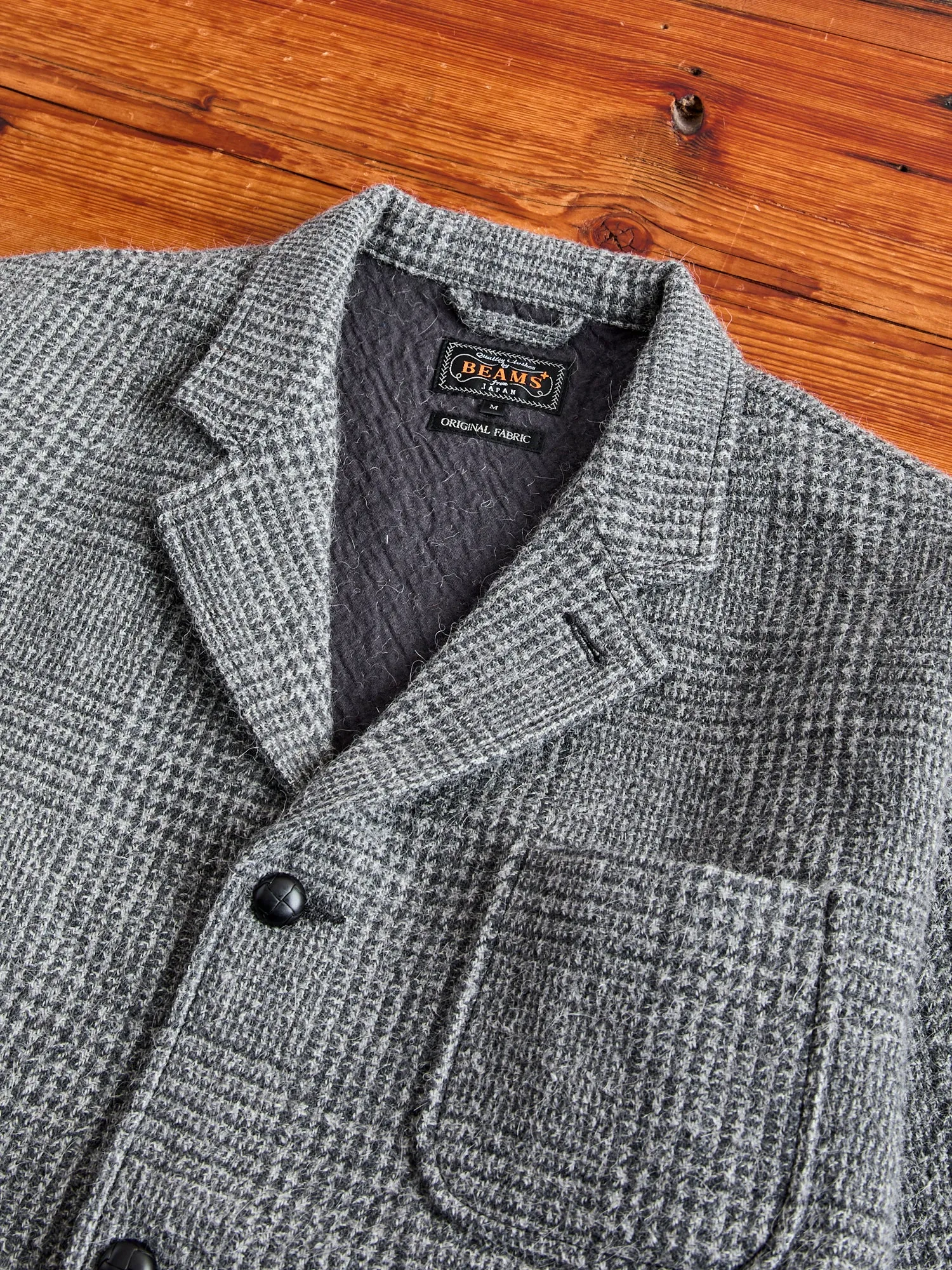 4B Cuffs Alpaca Tweed Jacket in Grey Glen Check