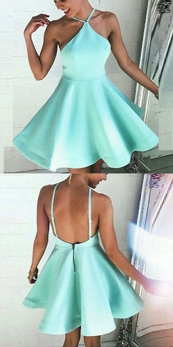 A-Line Dresses,Backless Homecoming Dresses,Short Homecoming Dresses,Mint Green Homecoming Dress cg255