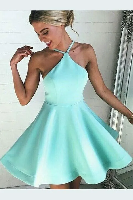 A-Line Dresses,Backless Homecoming Dresses,Short Homecoming Dresses,Mint Green Homecoming Dress cg255