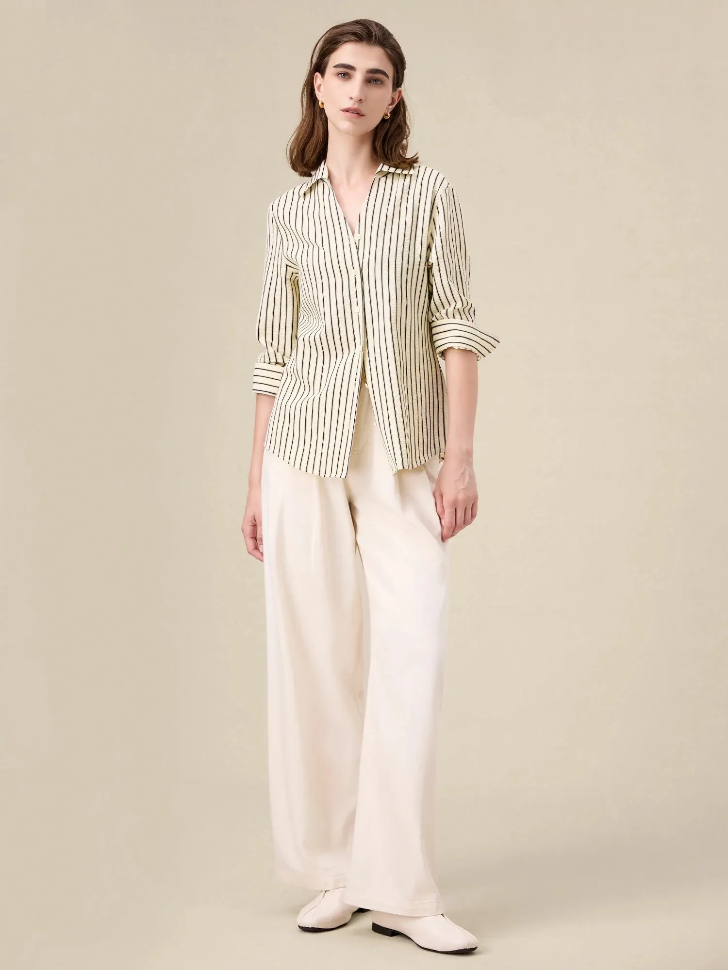 Amoretu Cotton Striped Button Down Shirt