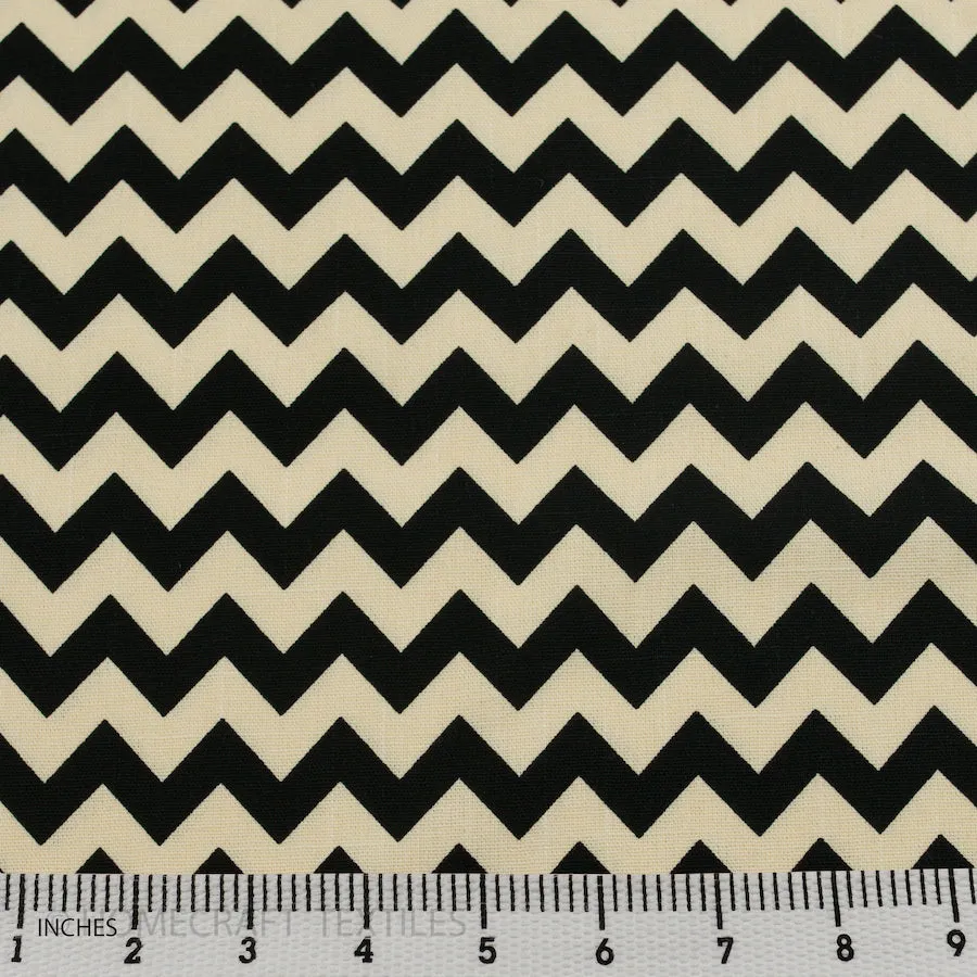 Black Chevron Cotton Canvas Print