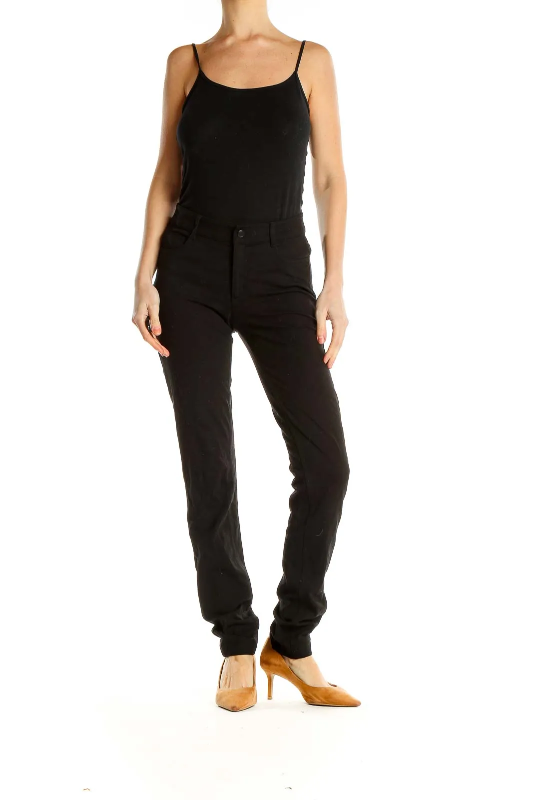 Black Slim-Fit Athletic Pants