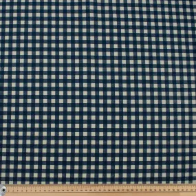 Blue Gingham Check Cotton Canvas Print