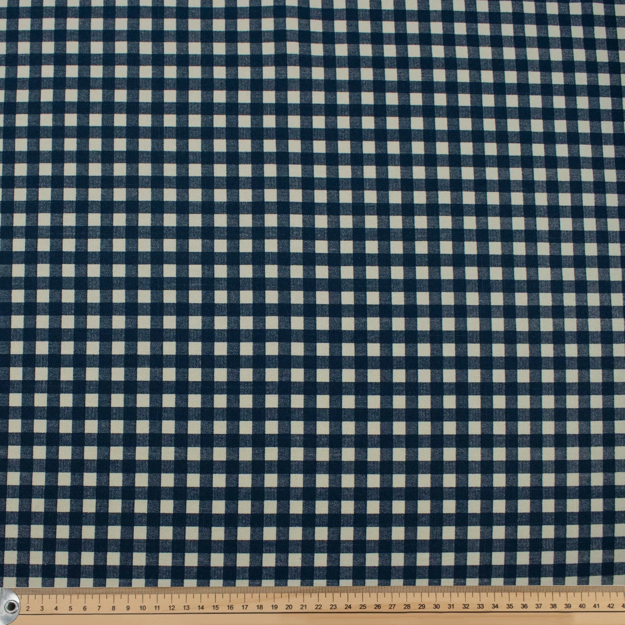 Blue Gingham Check Cotton Canvas Print