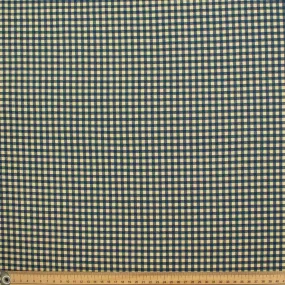 Blue Small Gingham Checks on Cream Cotton Canvas Print