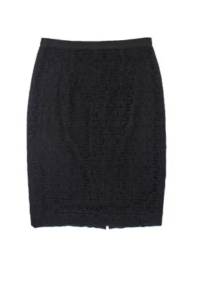 Burberry - Black Eyelet Lace Pencil Skirt Sz 6