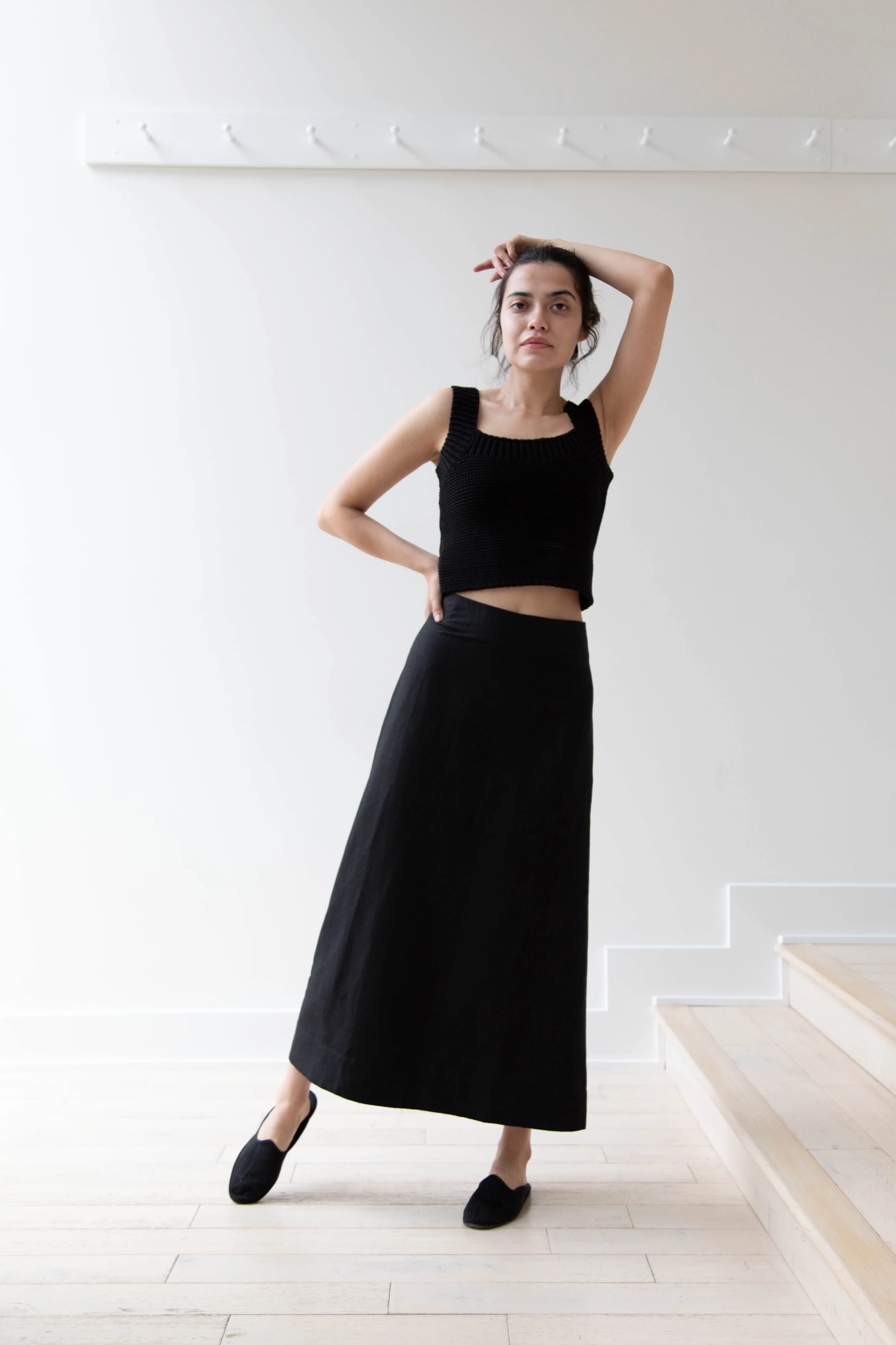 Caron Callahan | Lainey Skirt in Black Cotton Linen