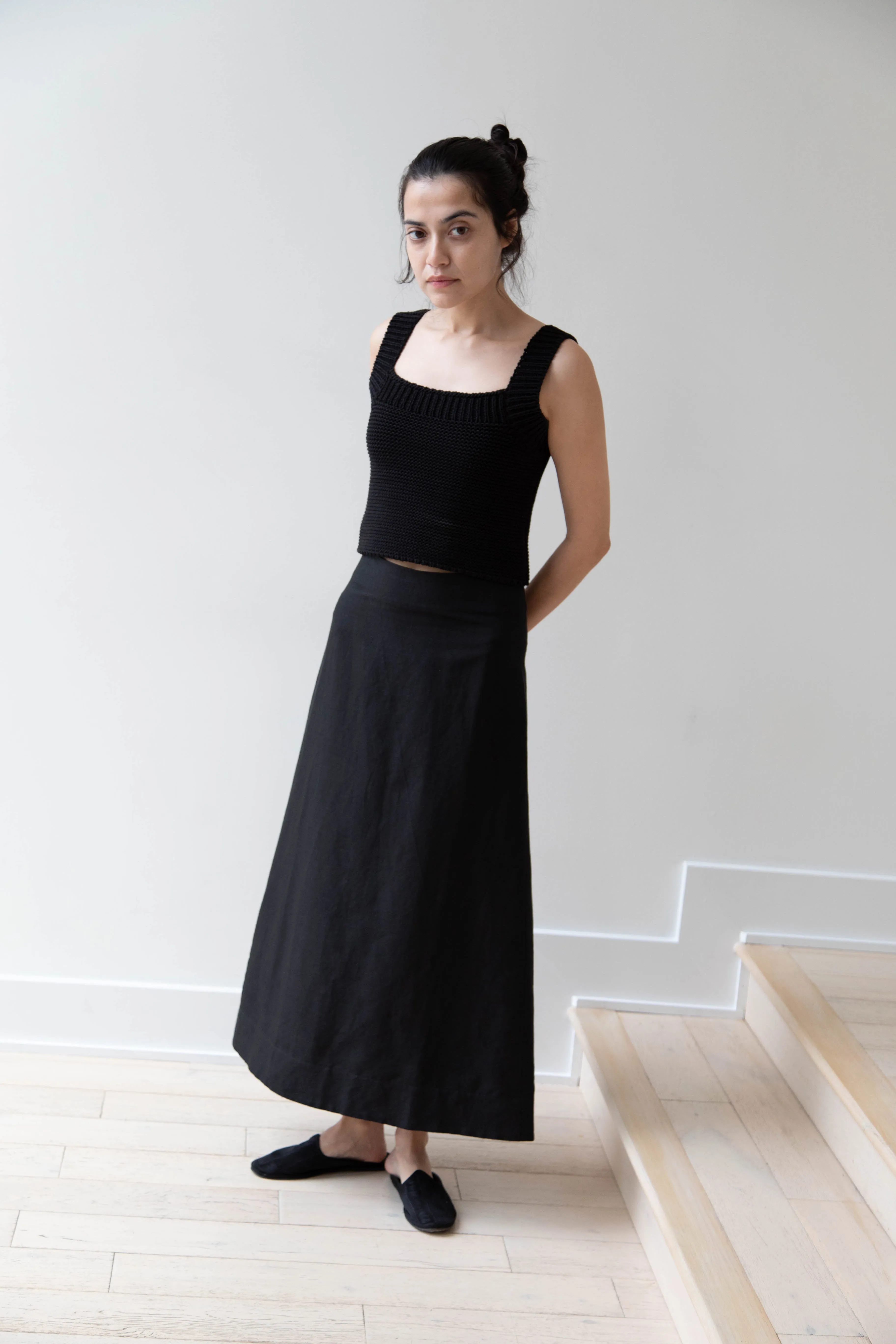 Caron Callahan | Lainey Skirt in Black Cotton Linen