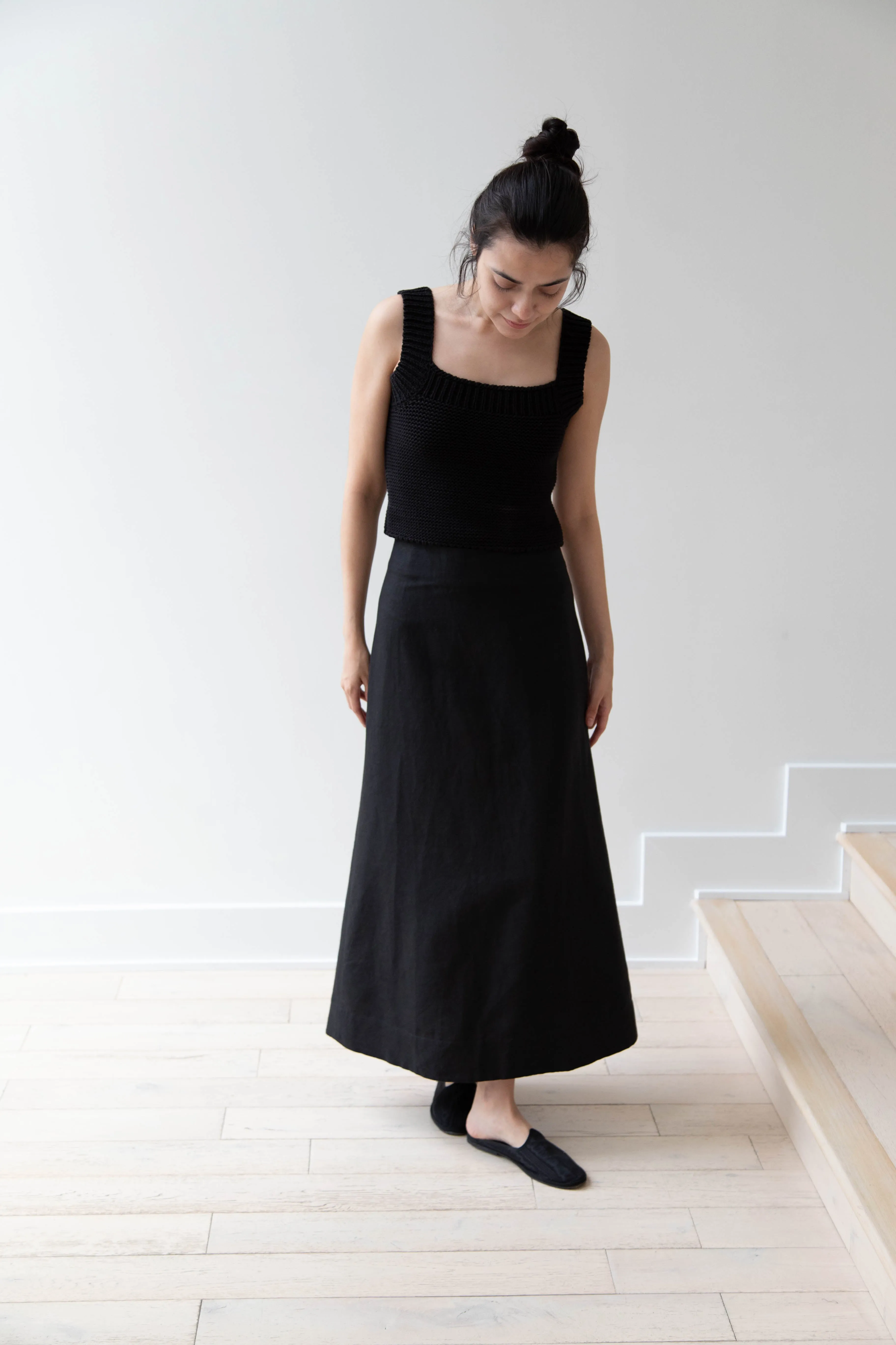 Caron Callahan | Lainey Skirt in Black Cotton Linen