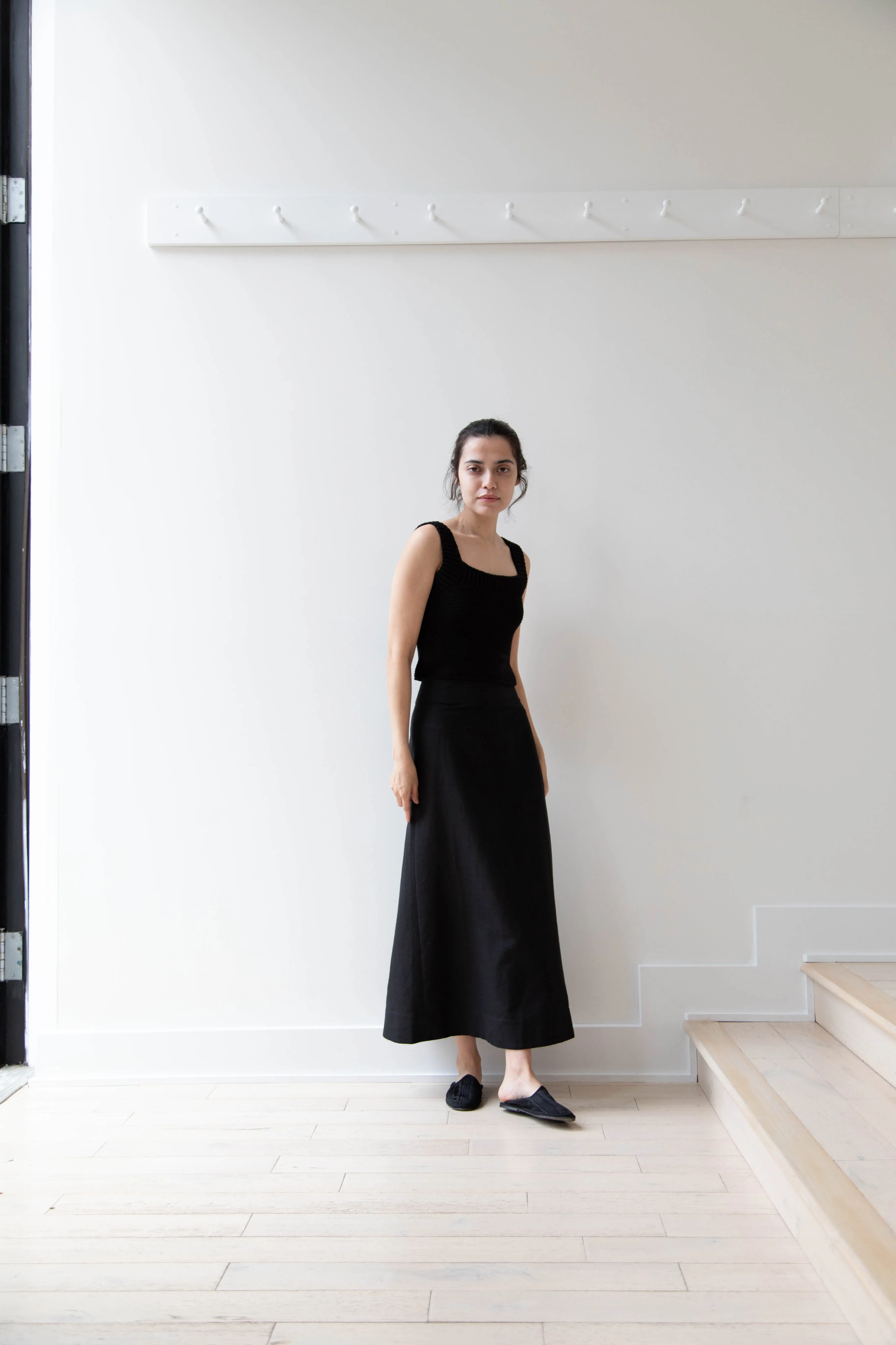 Caron Callahan | Lainey Skirt in Black Cotton Linen