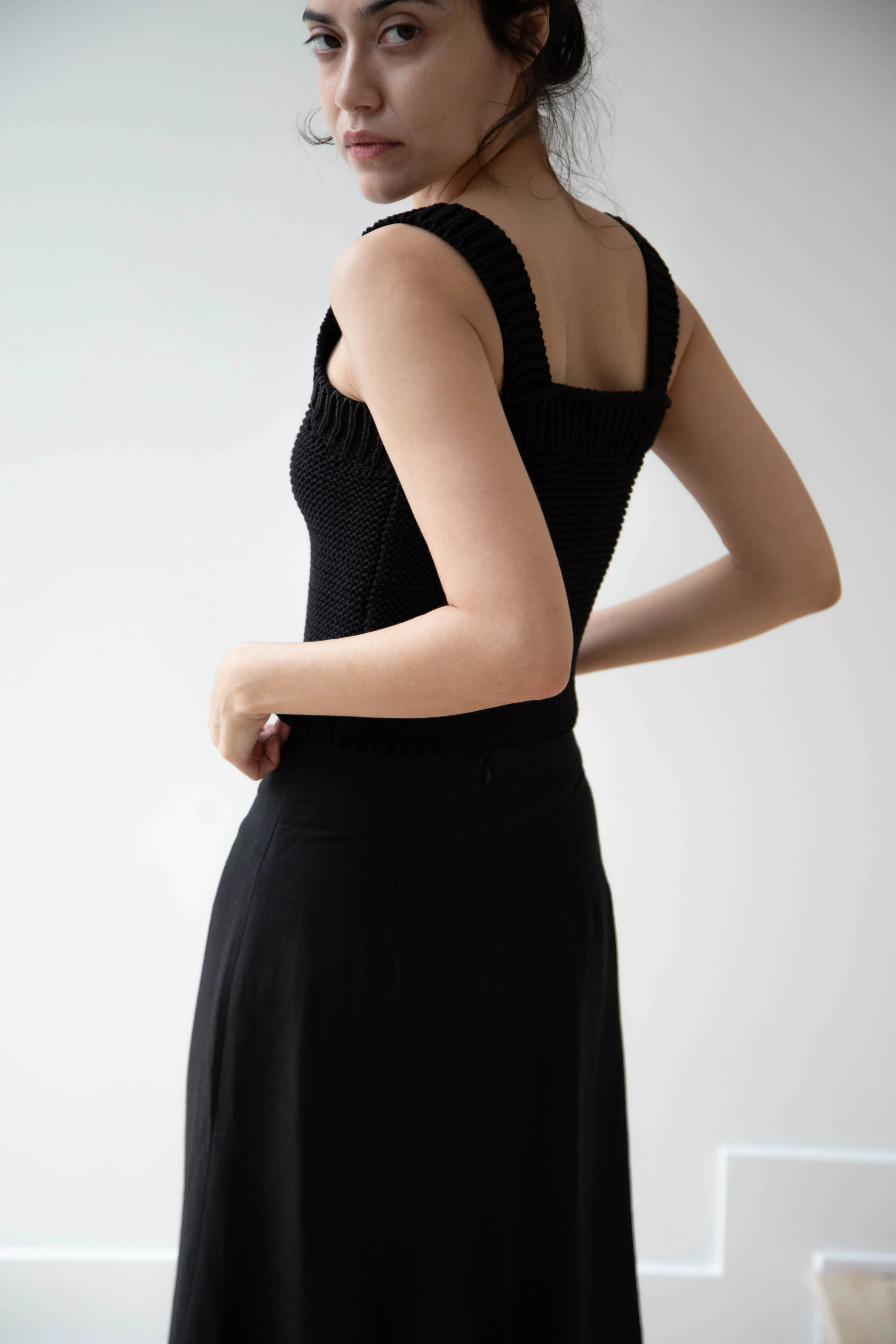 Caron Callahan | Lainey Skirt in Black Cotton Linen