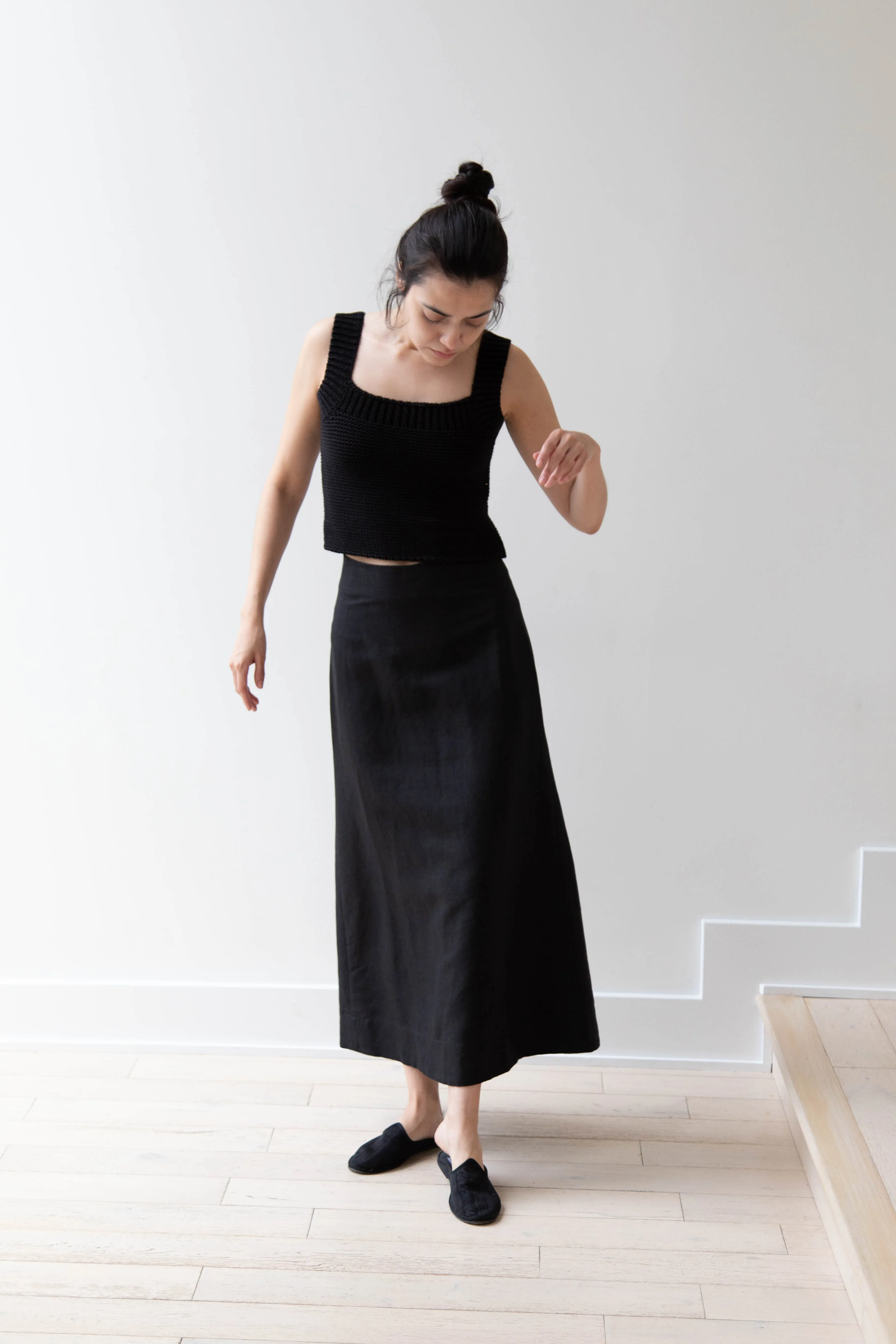 Caron Callahan | Lainey Skirt in Black Cotton Linen