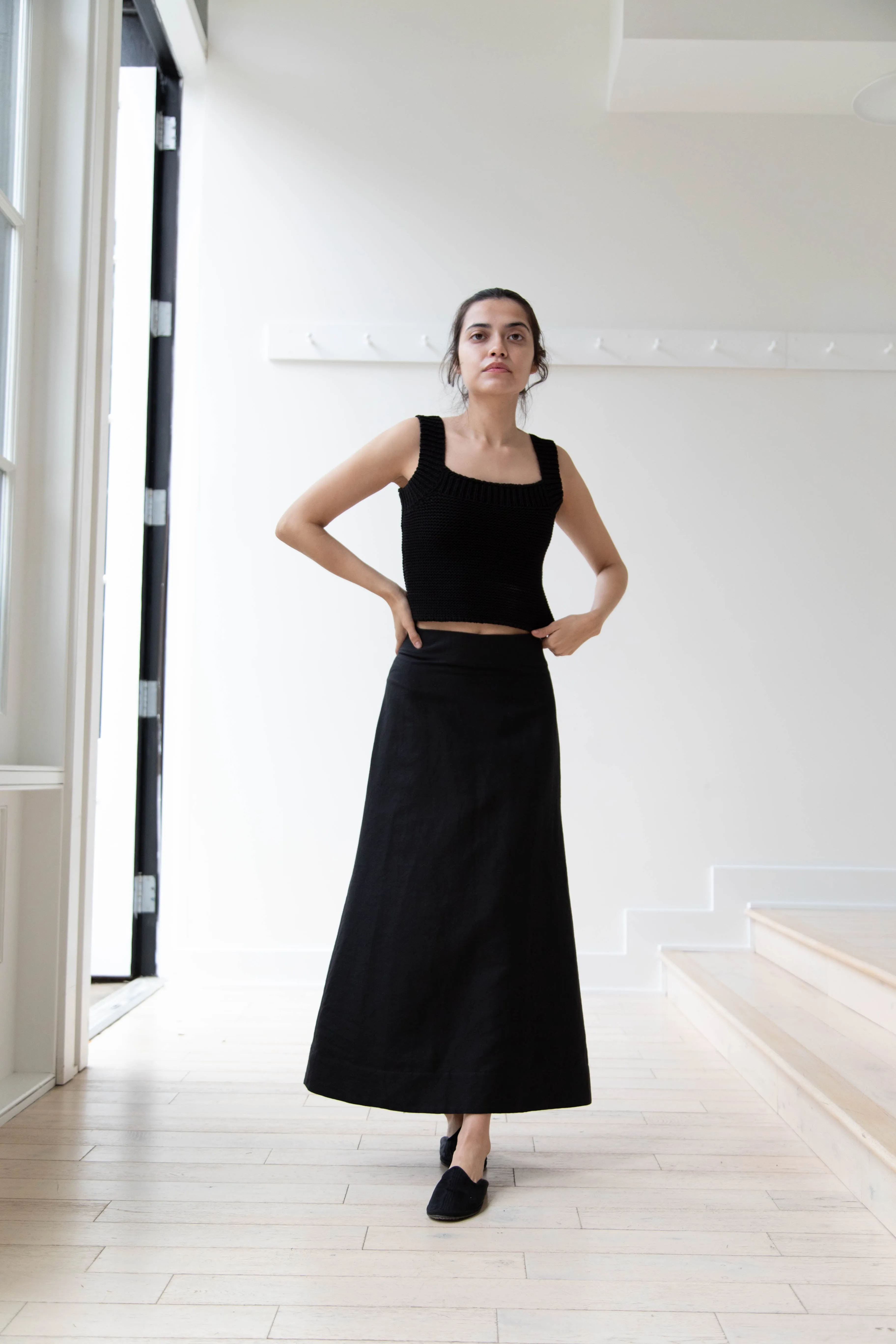 Caron Callahan | Lainey Skirt in Black Cotton Linen