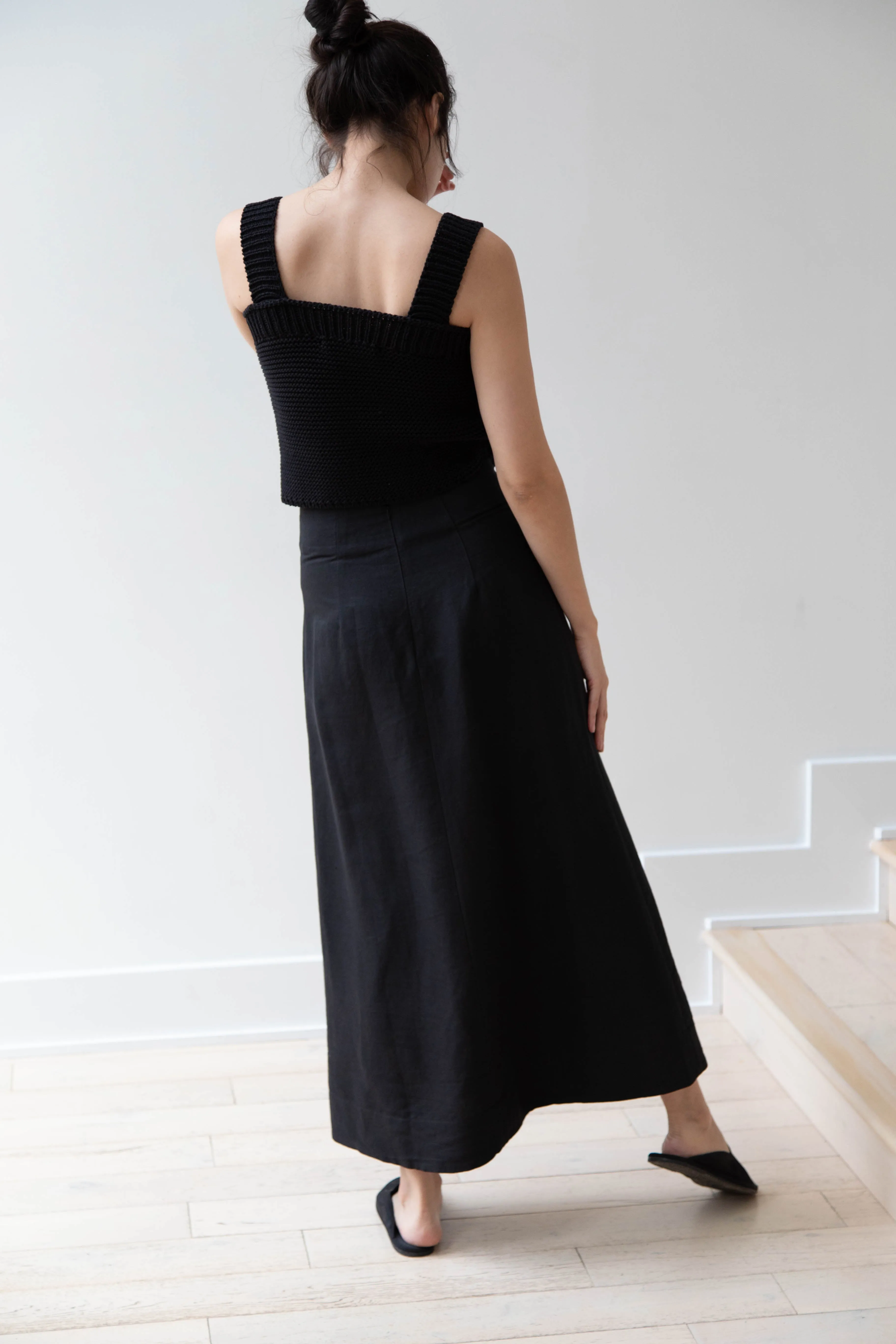 Caron Callahan | Lainey Skirt in Black Cotton Linen