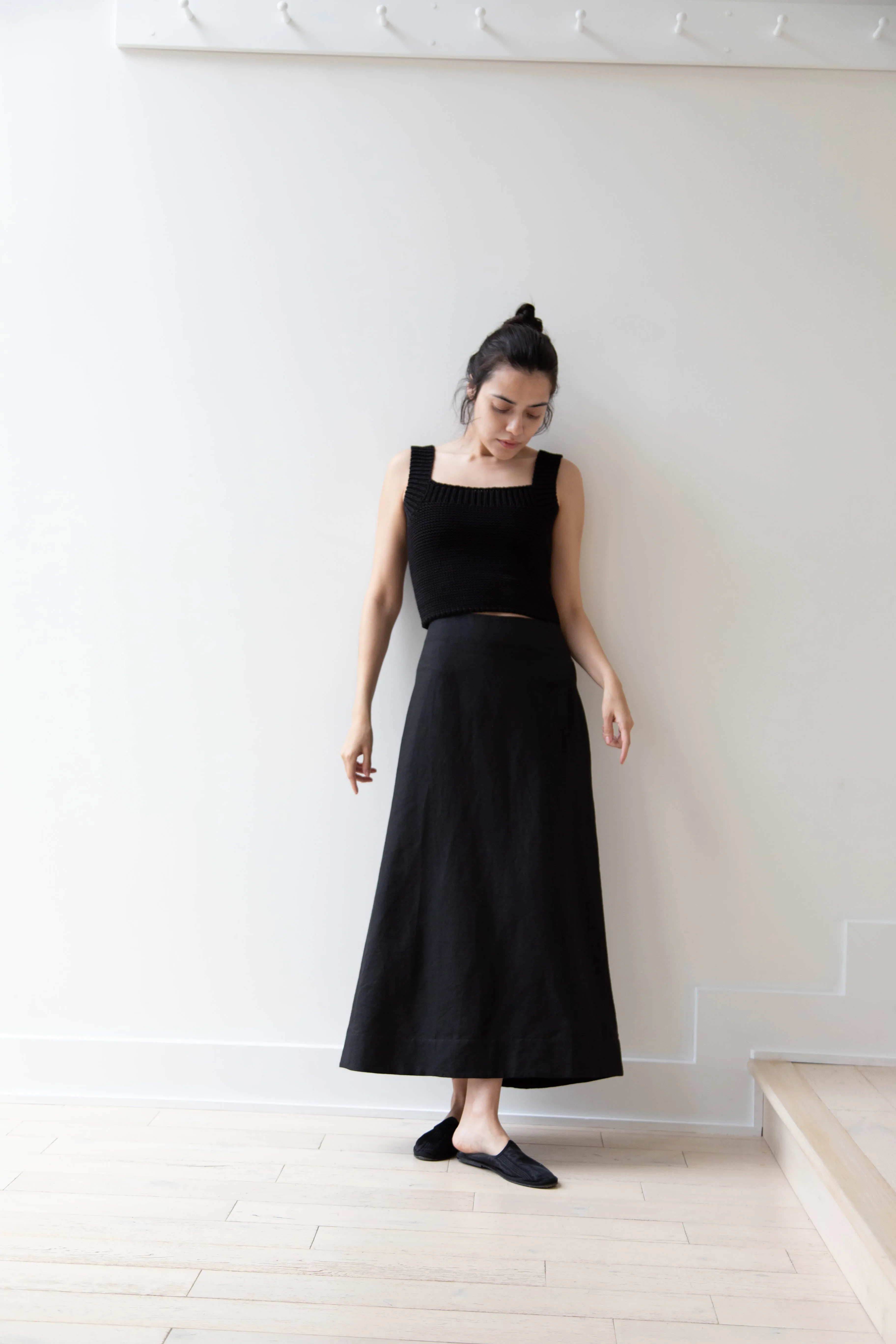 Caron Callahan | Lainey Skirt in Black Cotton Linen