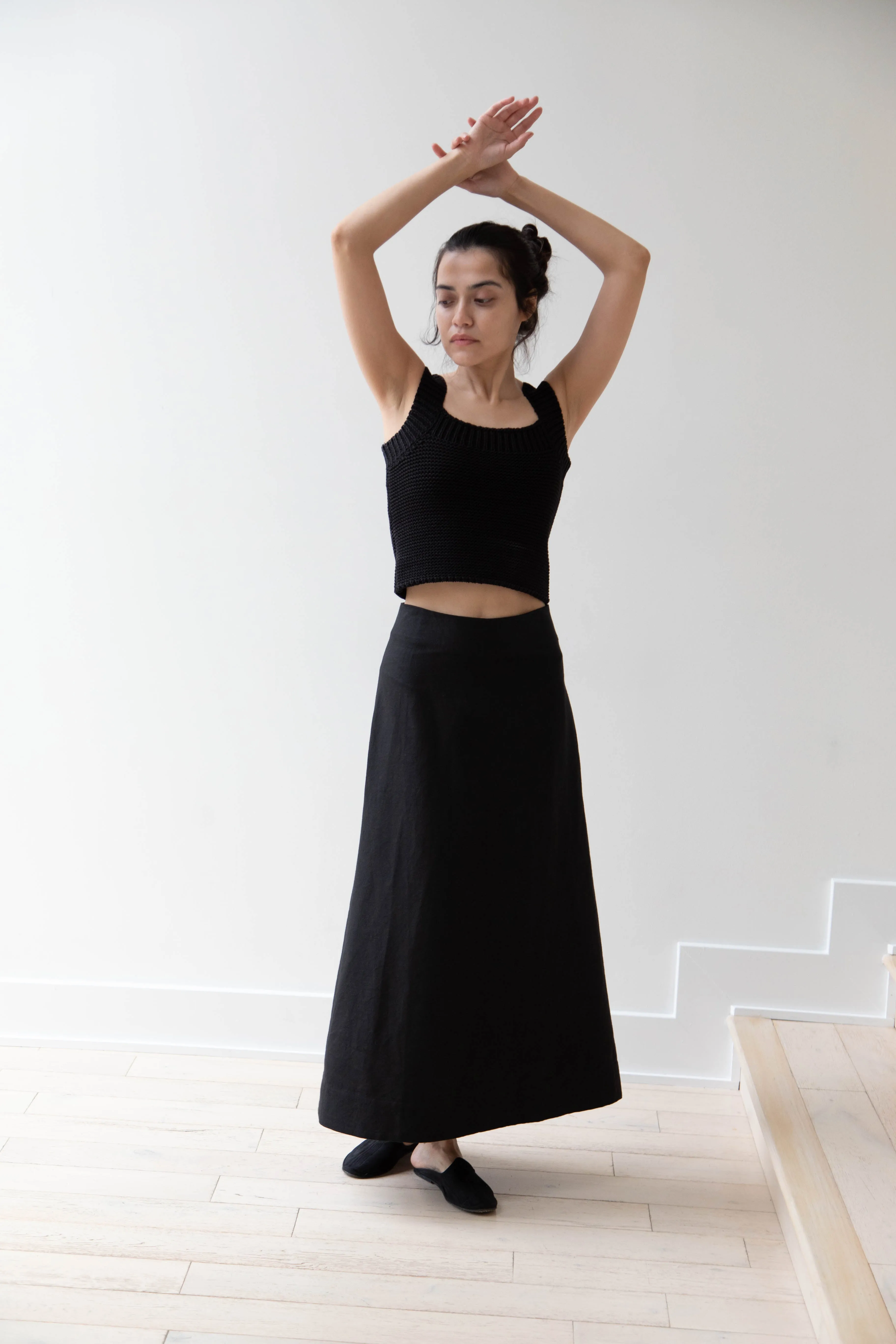 Caron Callahan | Lainey Skirt in Black Cotton Linen