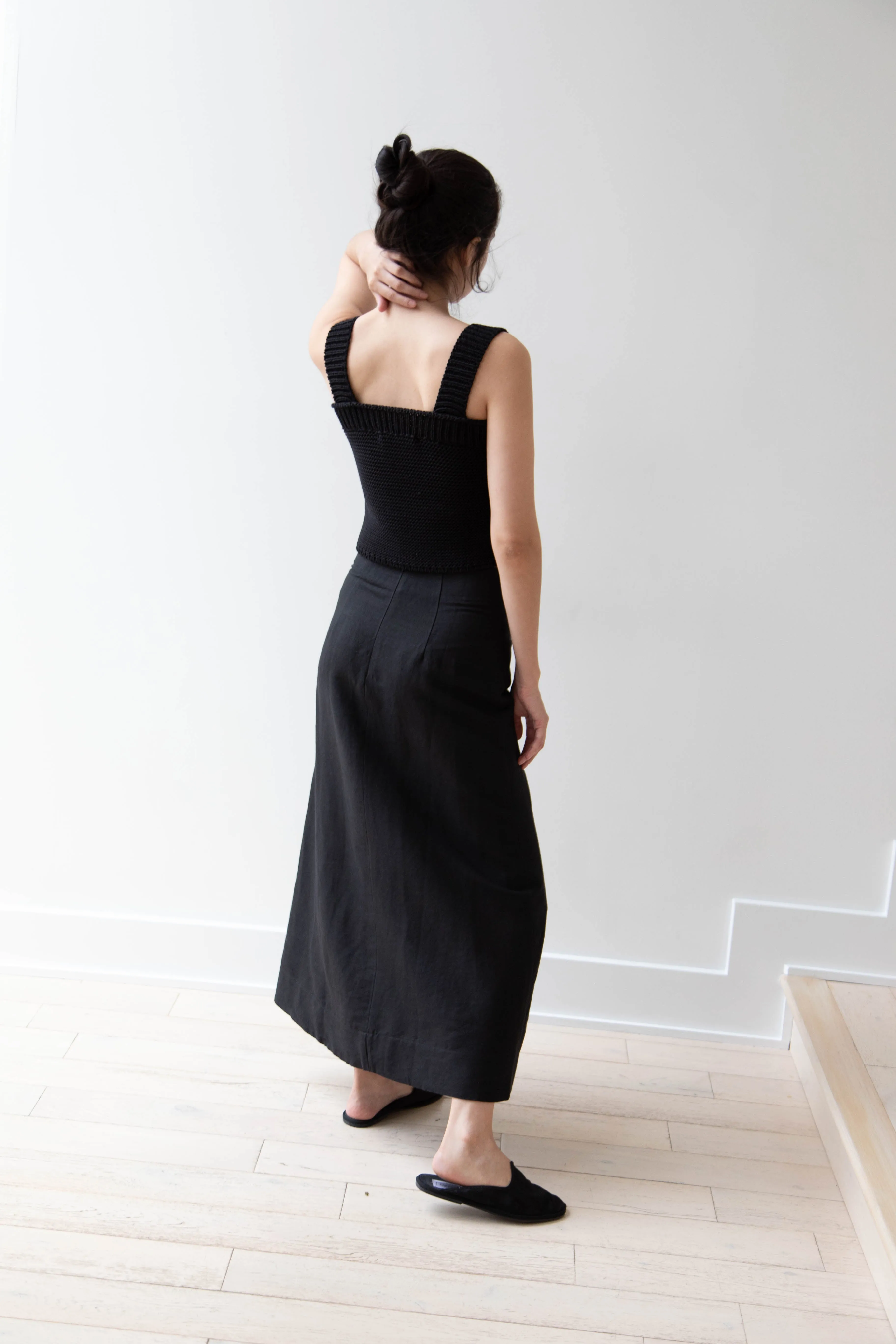 Caron Callahan | Lainey Skirt in Black Cotton Linen