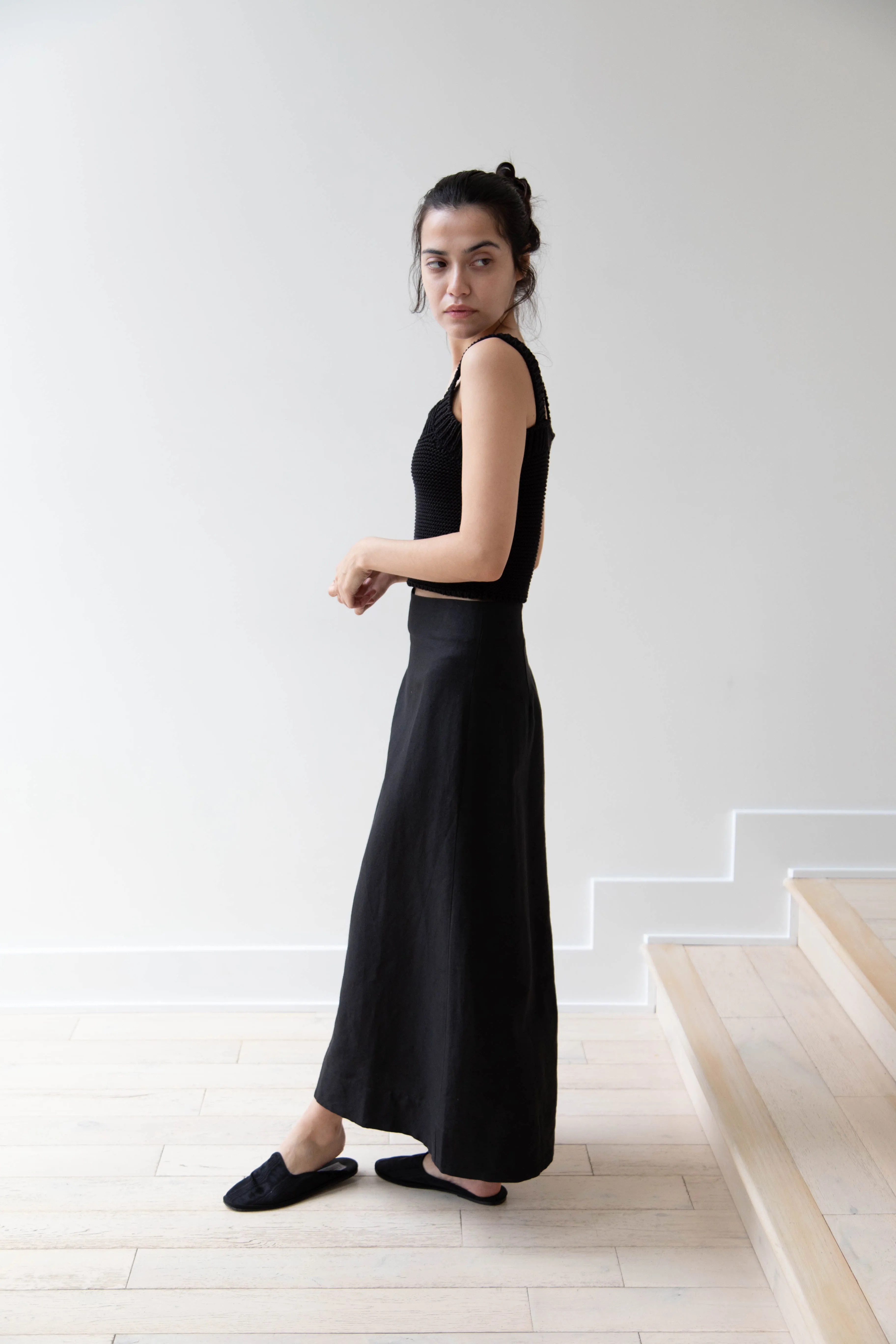 Caron Callahan | Lainey Skirt in Black Cotton Linen