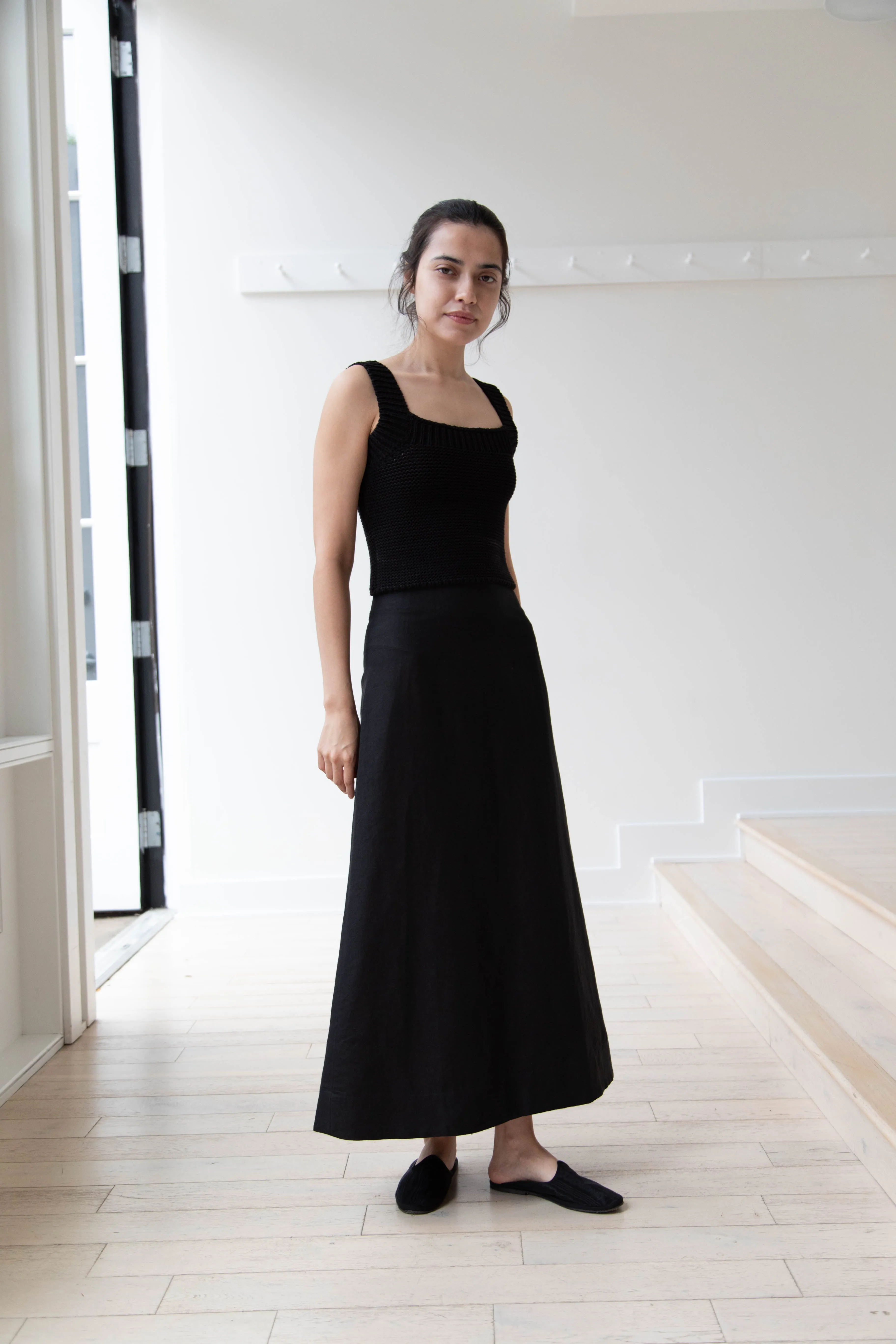 Caron Callahan | Lainey Skirt in Black Cotton Linen