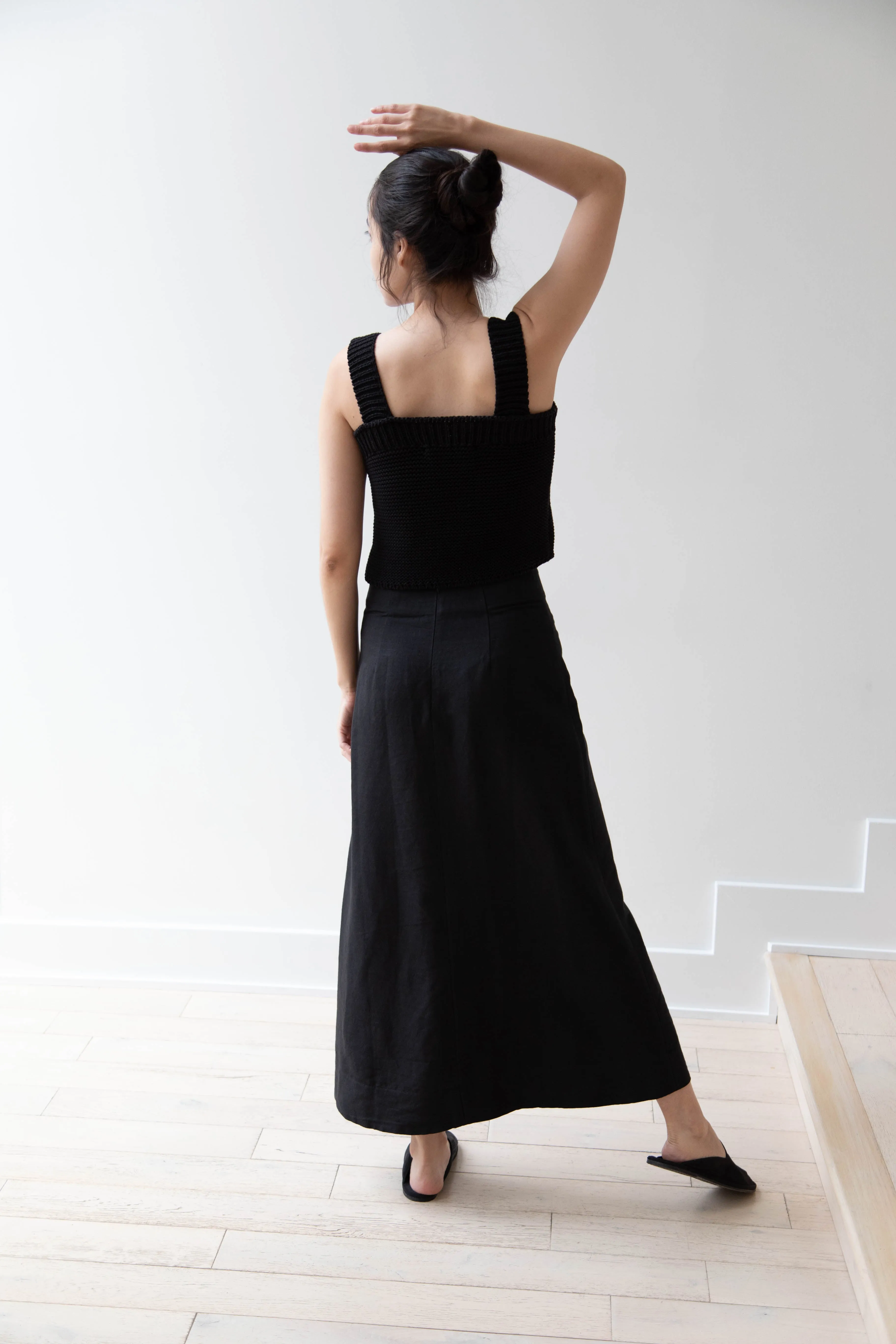 Caron Callahan | Lainey Skirt in Black Cotton Linen