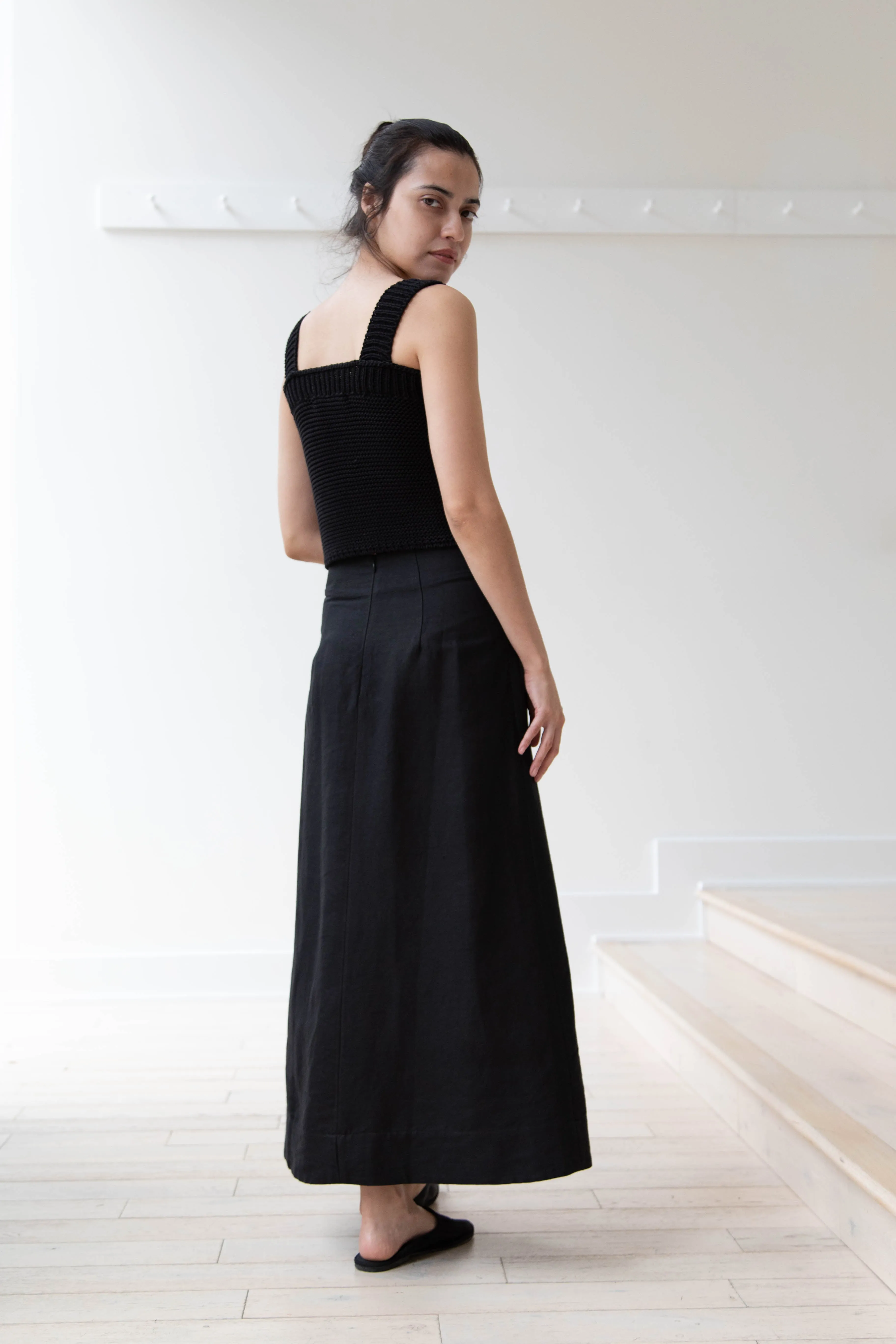 Caron Callahan | Lainey Skirt in Black Cotton Linen