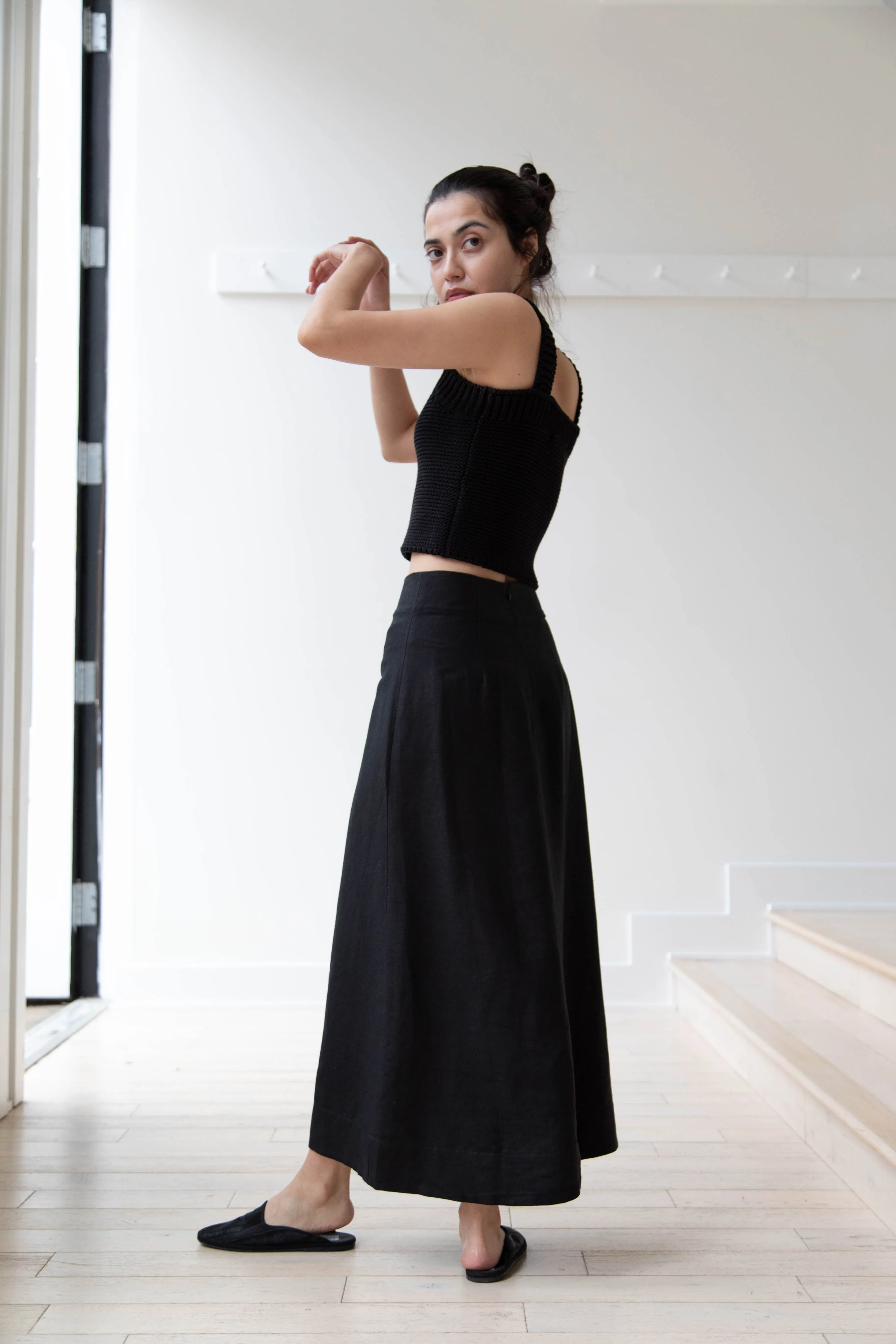 Caron Callahan | Lainey Skirt in Black Cotton Linen