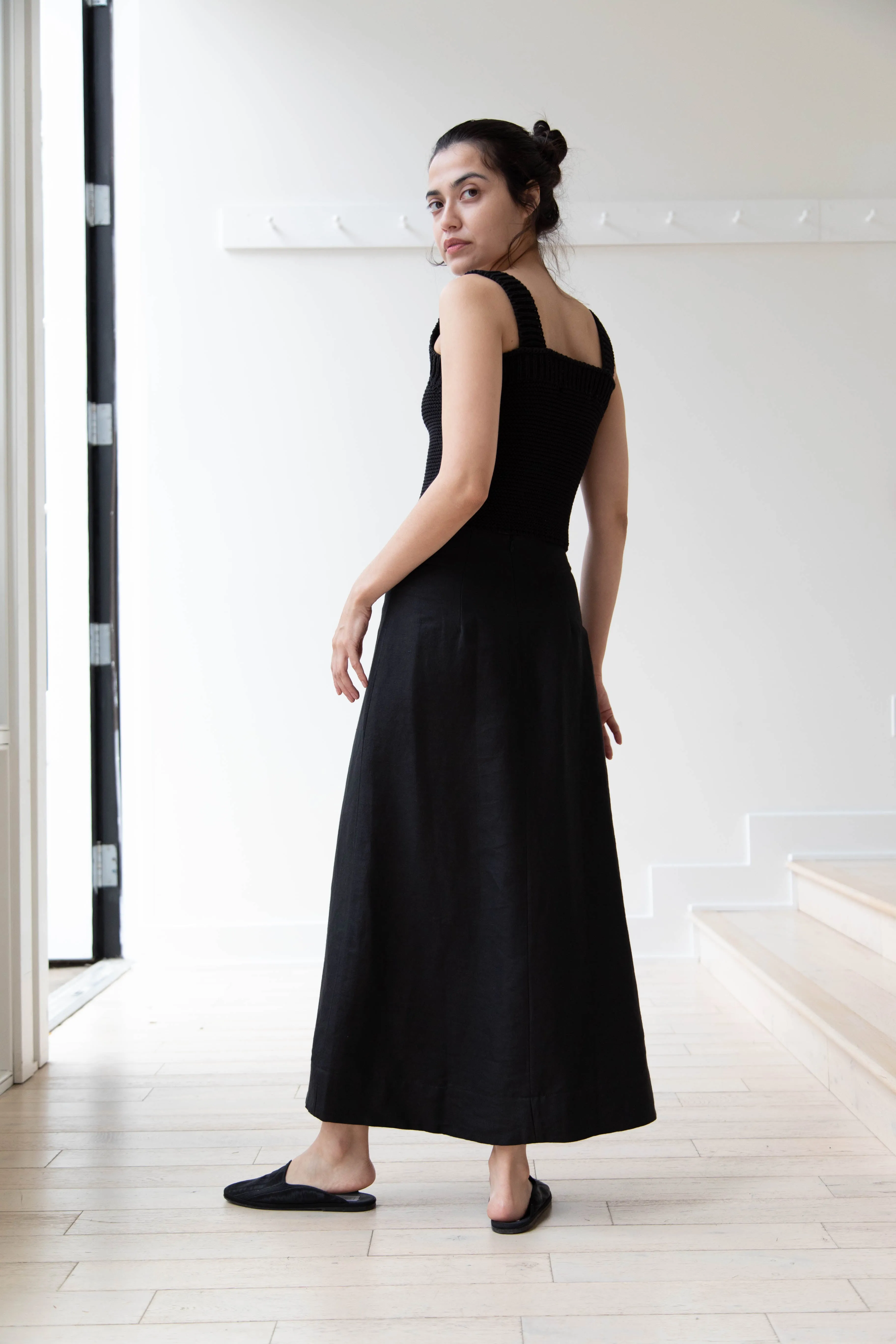 Caron Callahan | Lainey Skirt in Black Cotton Linen