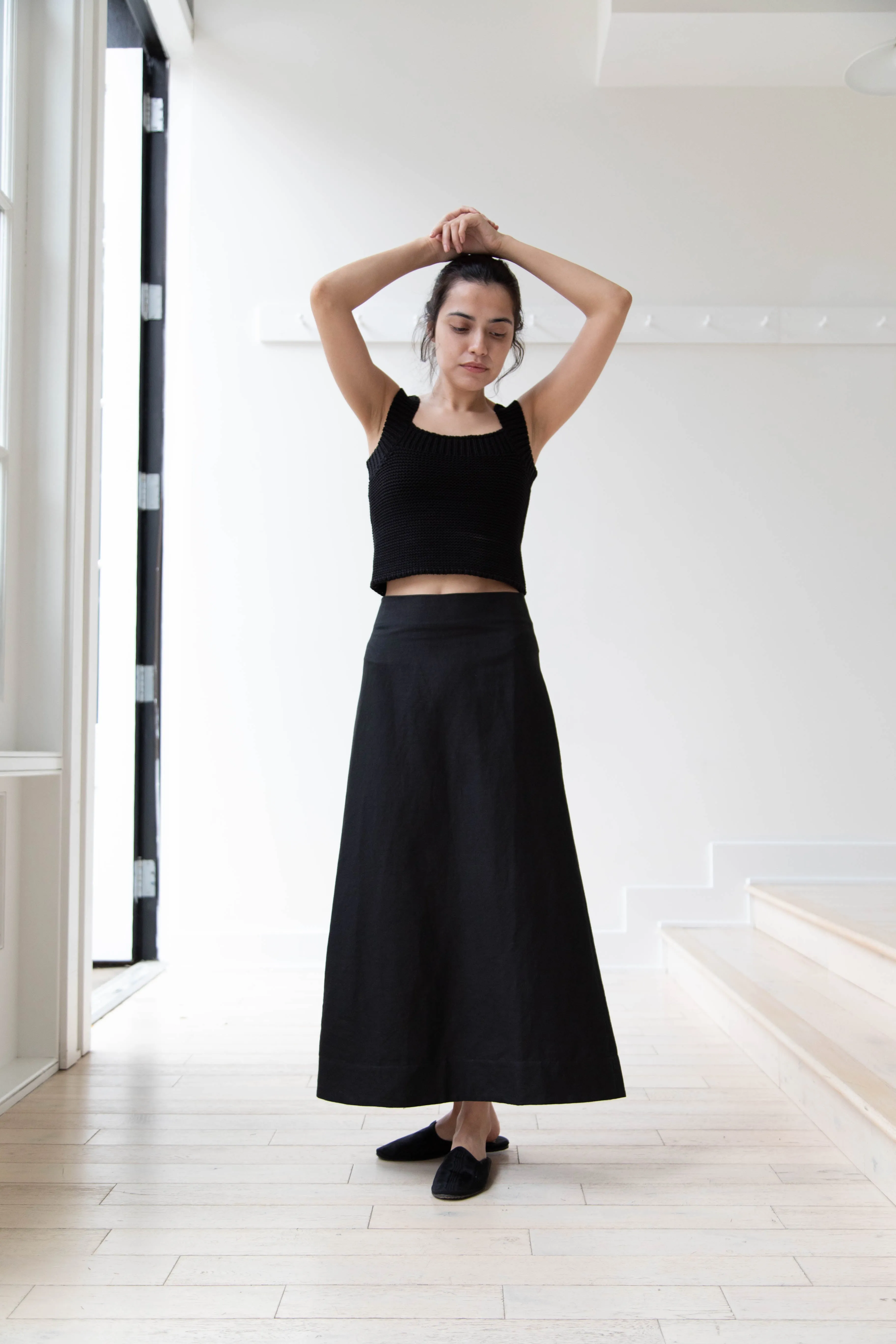 Caron Callahan | Lainey Skirt in Black Cotton Linen