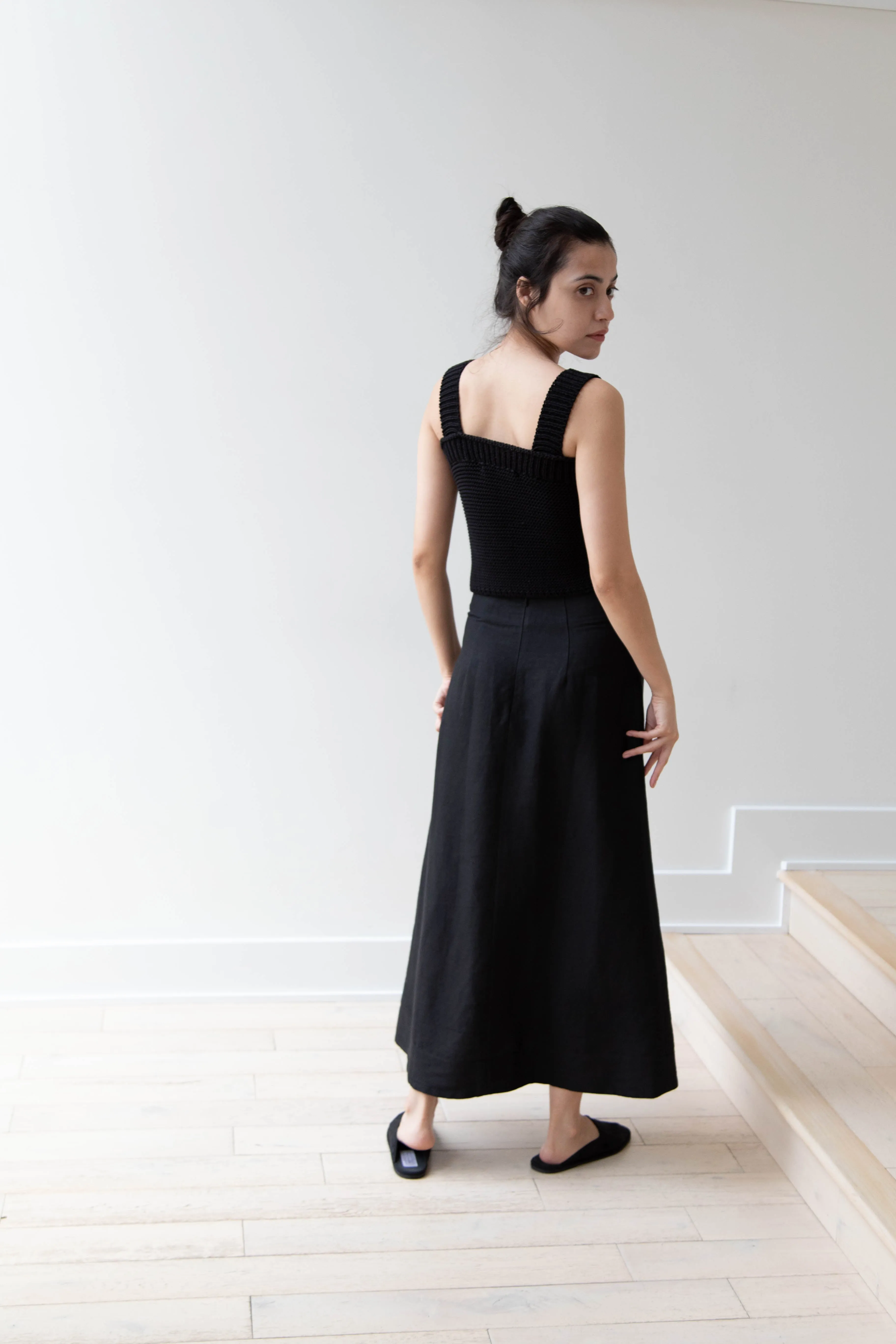 Caron Callahan | Lainey Skirt in Black Cotton Linen