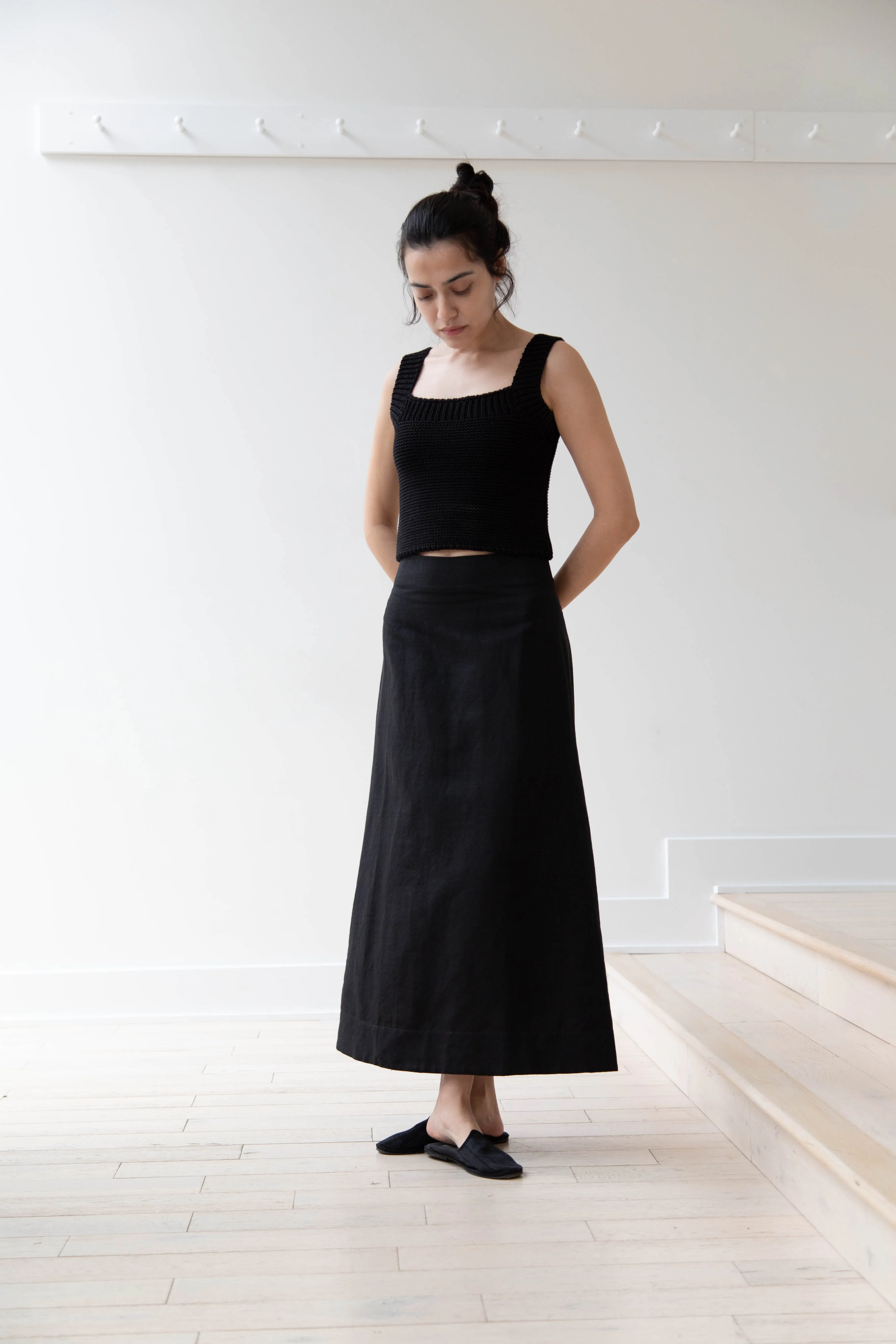 Caron Callahan | Lainey Skirt in Black Cotton Linen