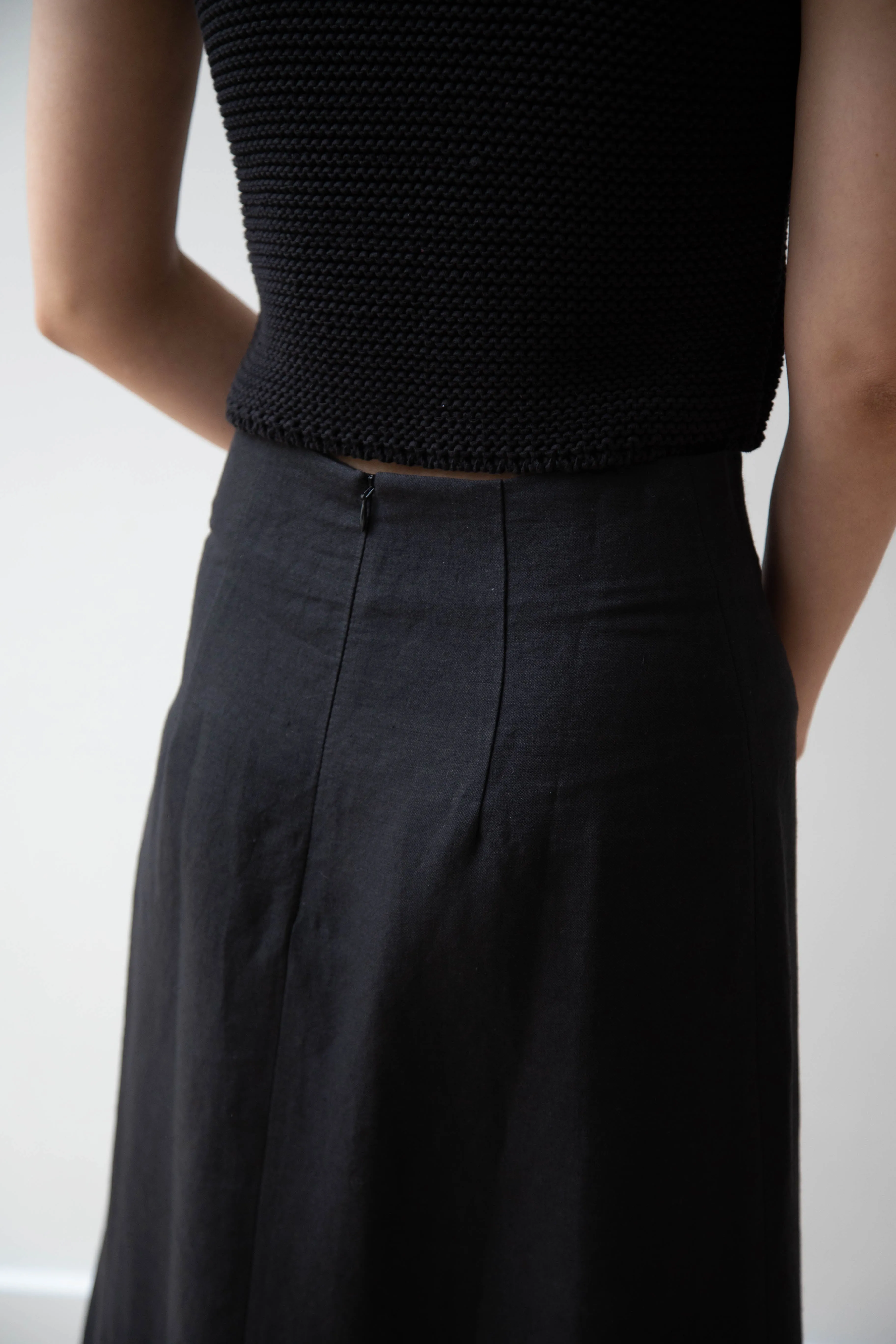 Caron Callahan | Lainey Skirt in Black Cotton Linen