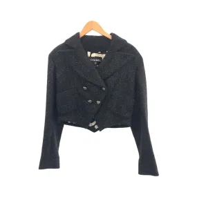 Chanel Feather Lame Tailored Jacket Black