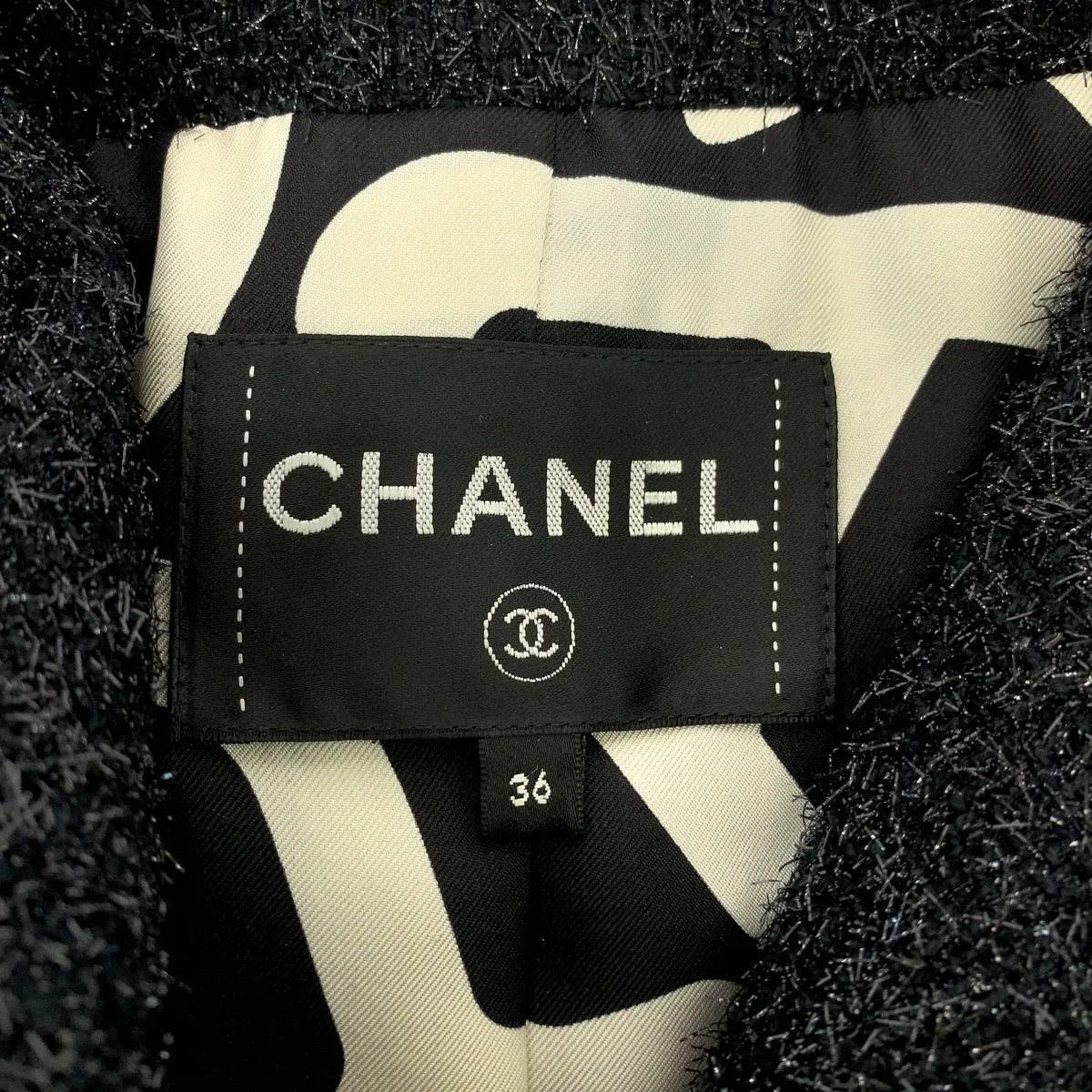 Chanel Feather Lame Tailored Jacket Black