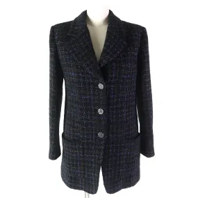 Chanel Tweed Long Tailored Jacket Black 34