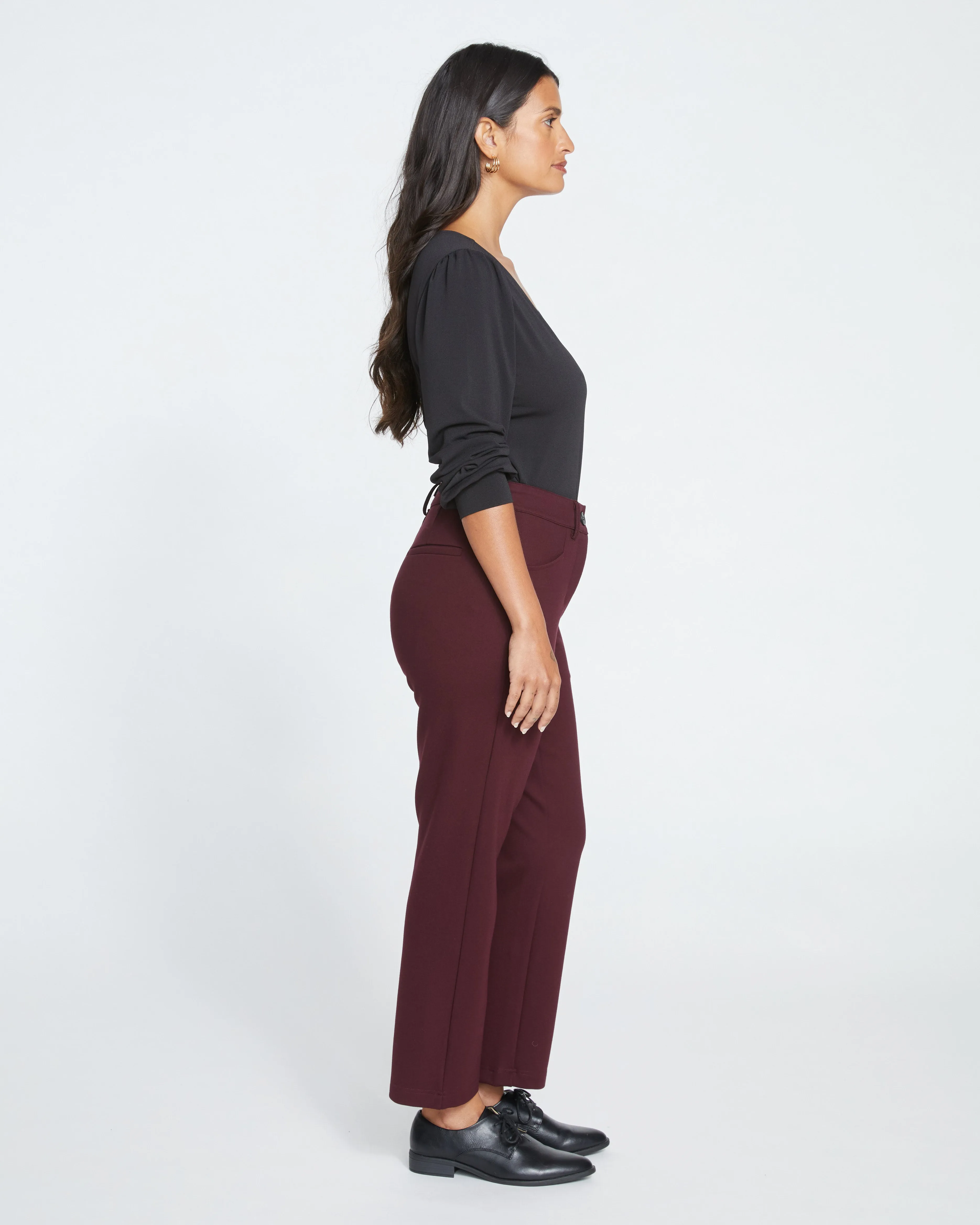 Cigarette Ponte Pants - Black Cherry