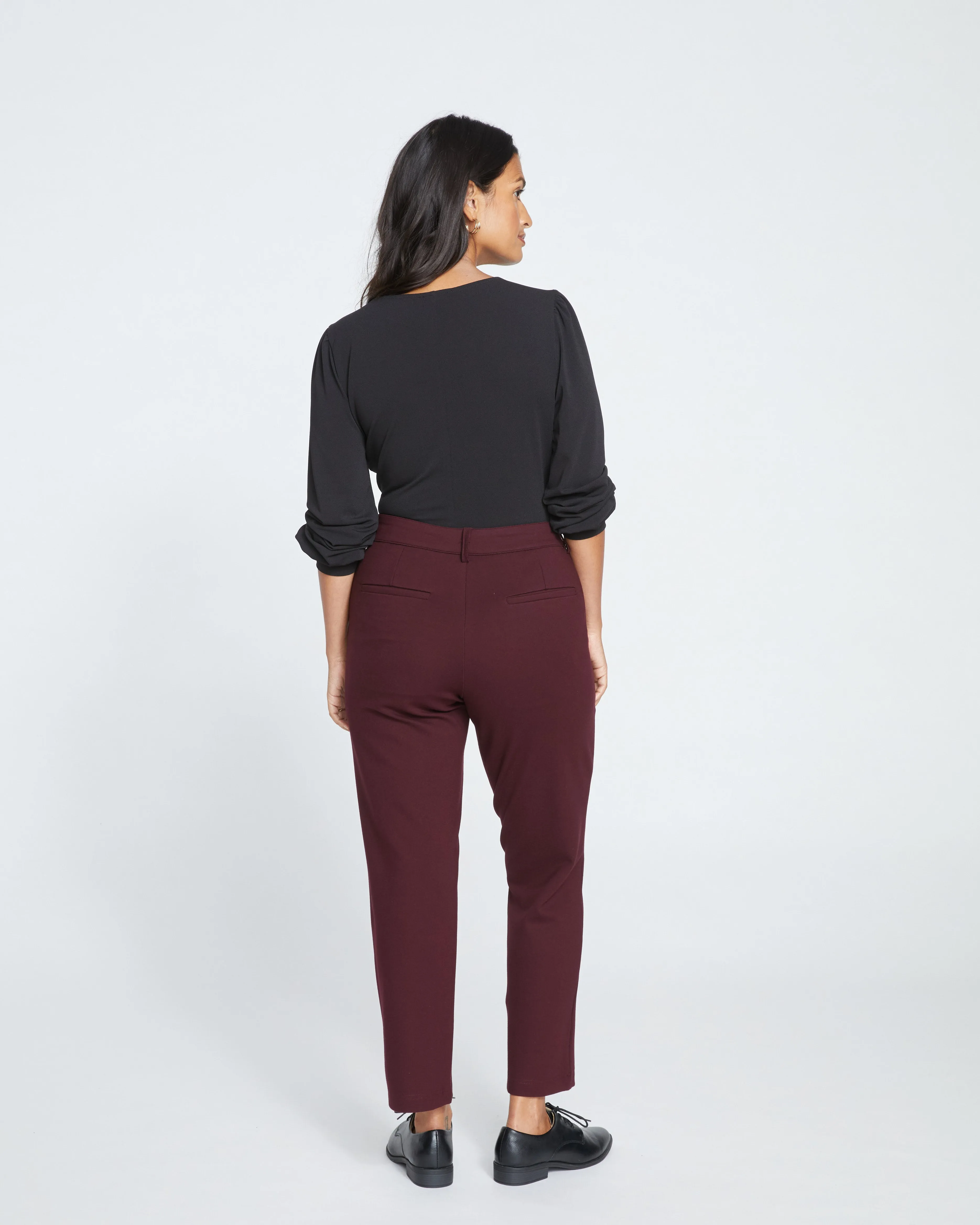 Cigarette Ponte Pants - Black Cherry