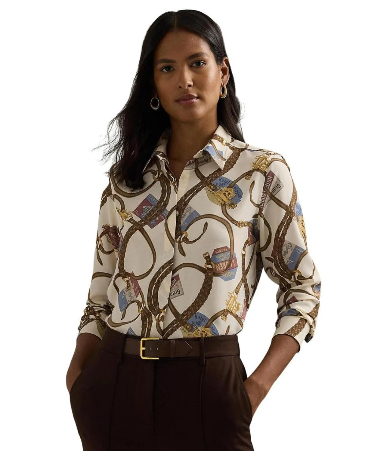 Classic Fit Belting-Print Crepe Shirt