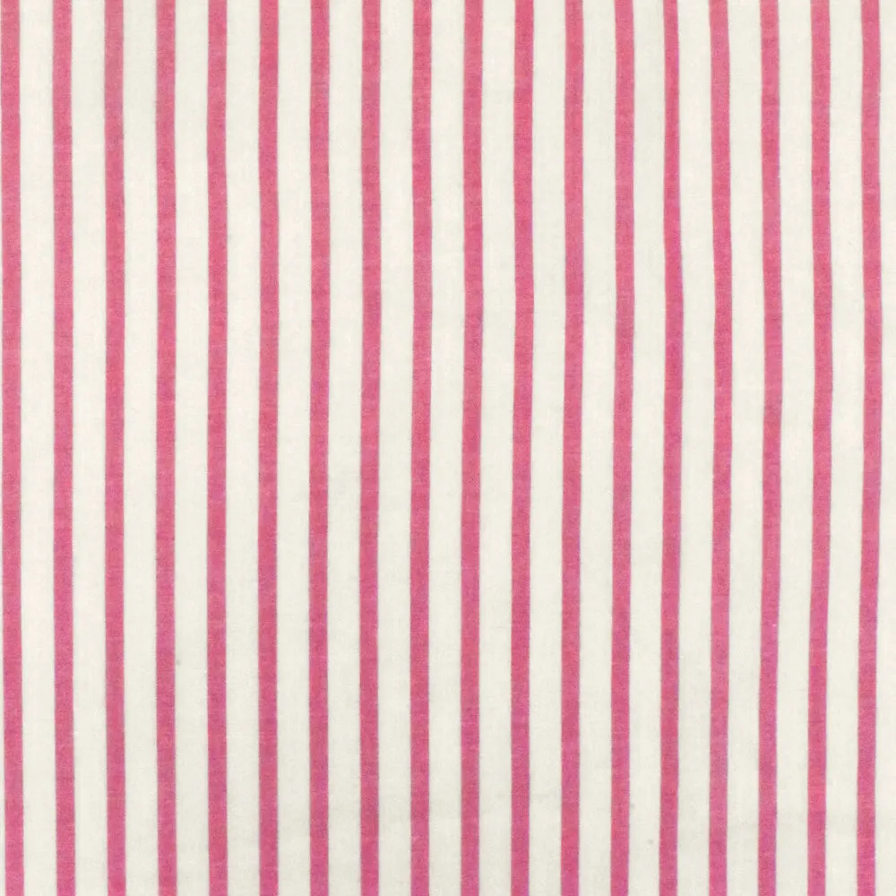 Classic Pink-White Cotton Stripe Woven Batiste Fabric