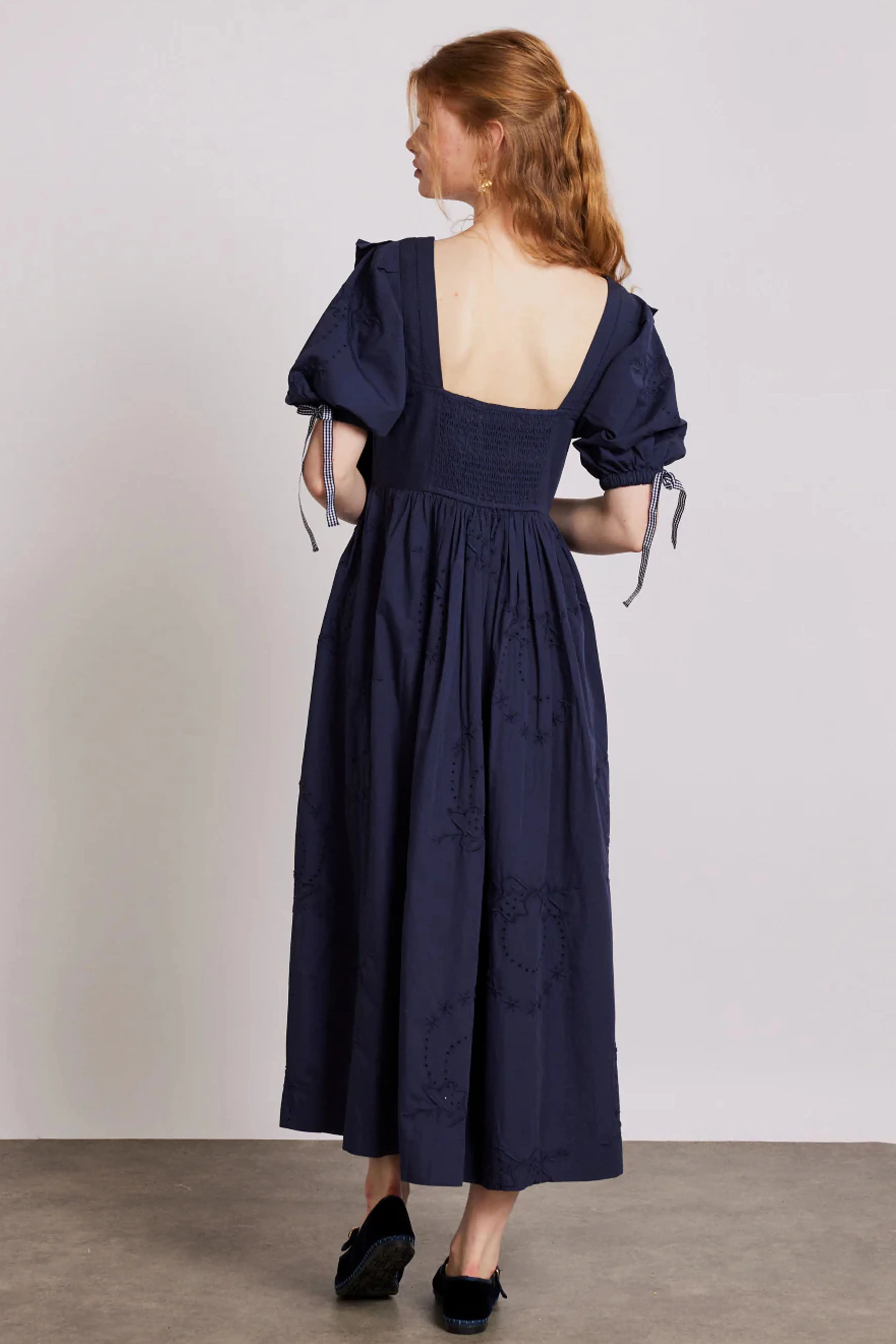 Damson Madder Rhea Navy Broderie Dress