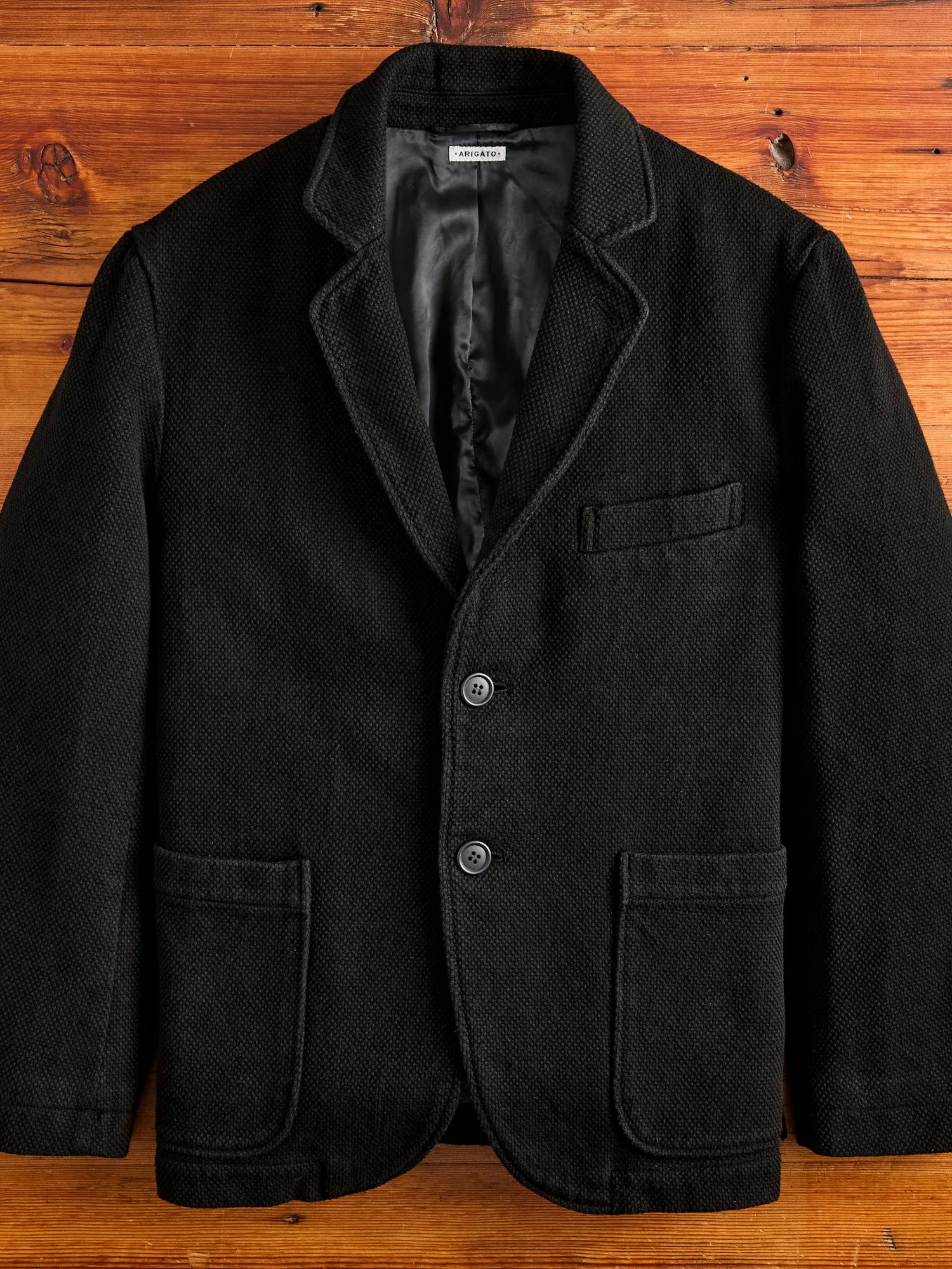 Double Cloth Sashiko Tailored Jacket in Black