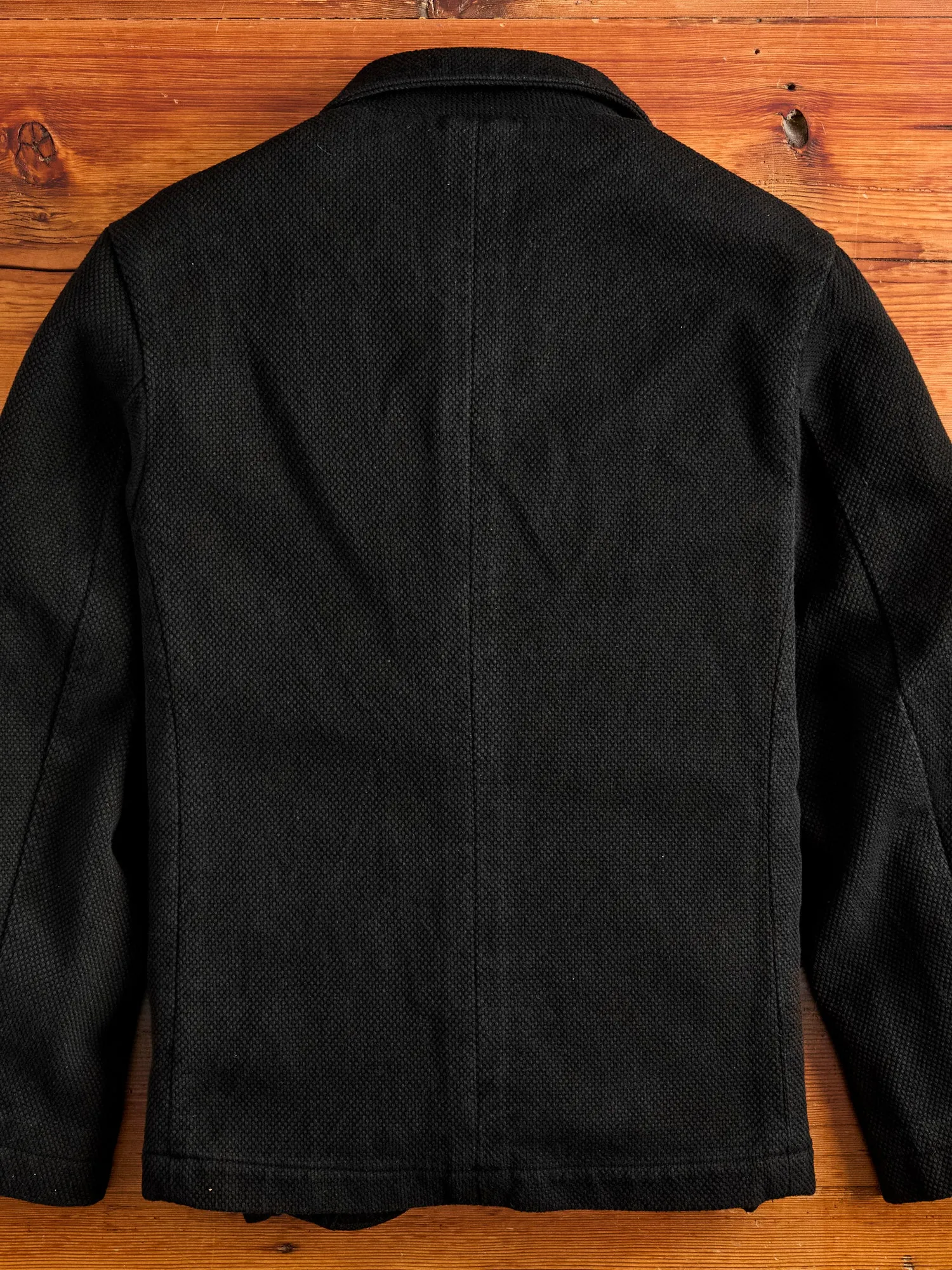 Double Cloth Sashiko Tailored Jacket in Black