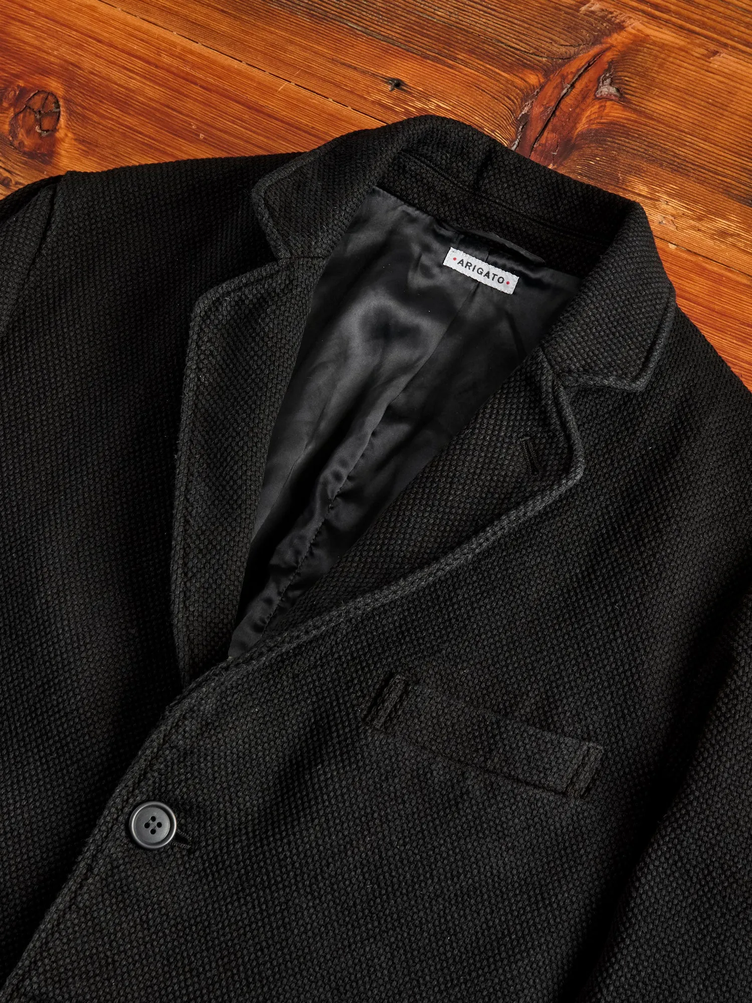 Double Cloth Sashiko Tailored Jacket in Black