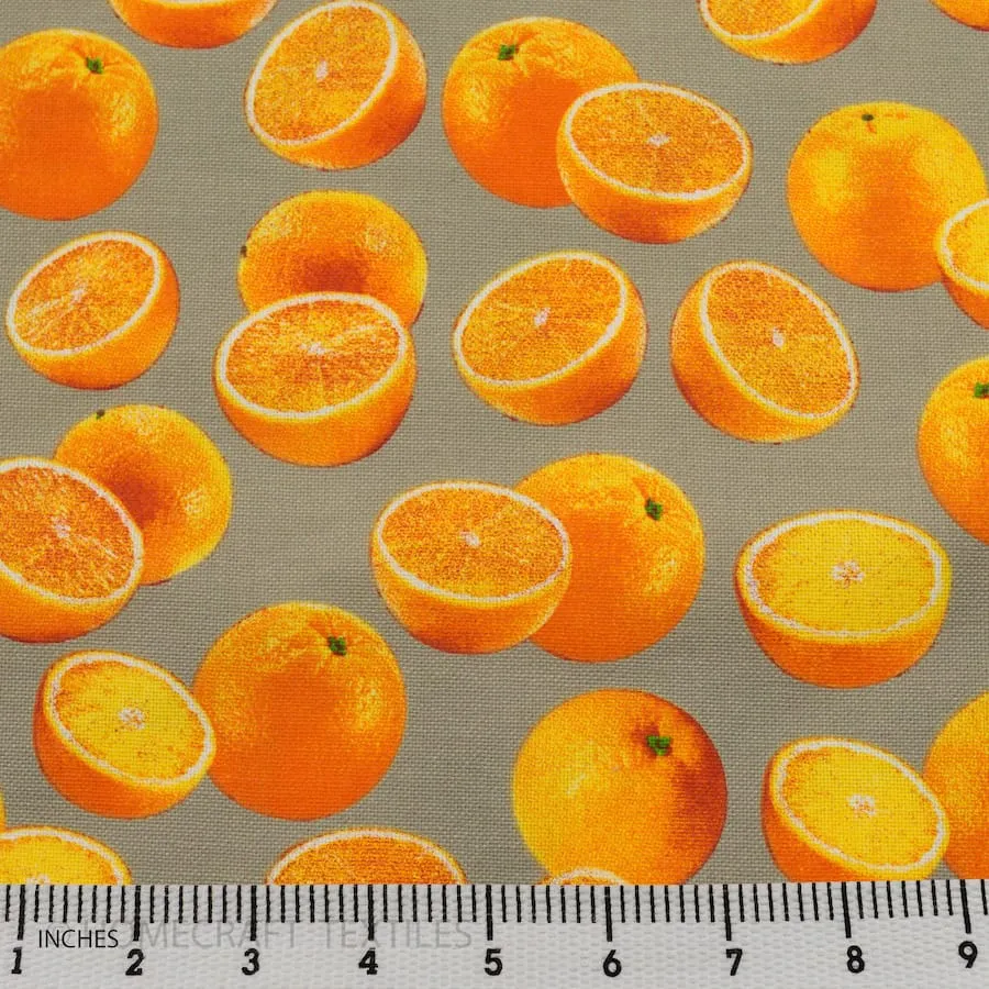 Grey Oranges Cotton Canvas Print