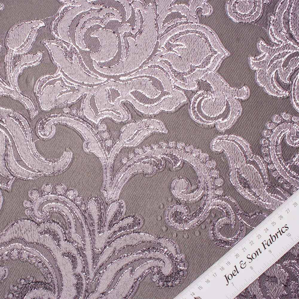 Grey/Lilac Metallic Brocade