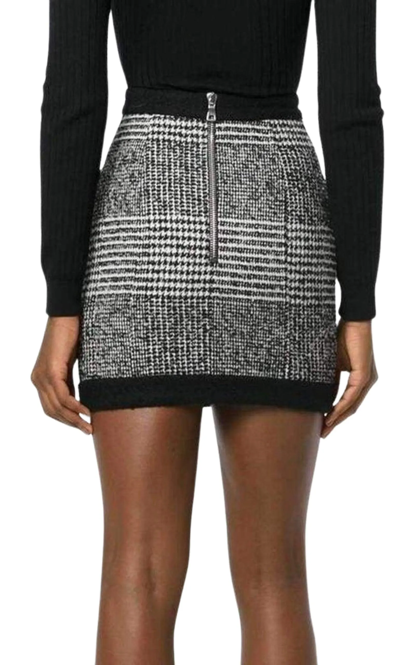 Houndstooth High-Rise Wool-Blend Mini Skirt