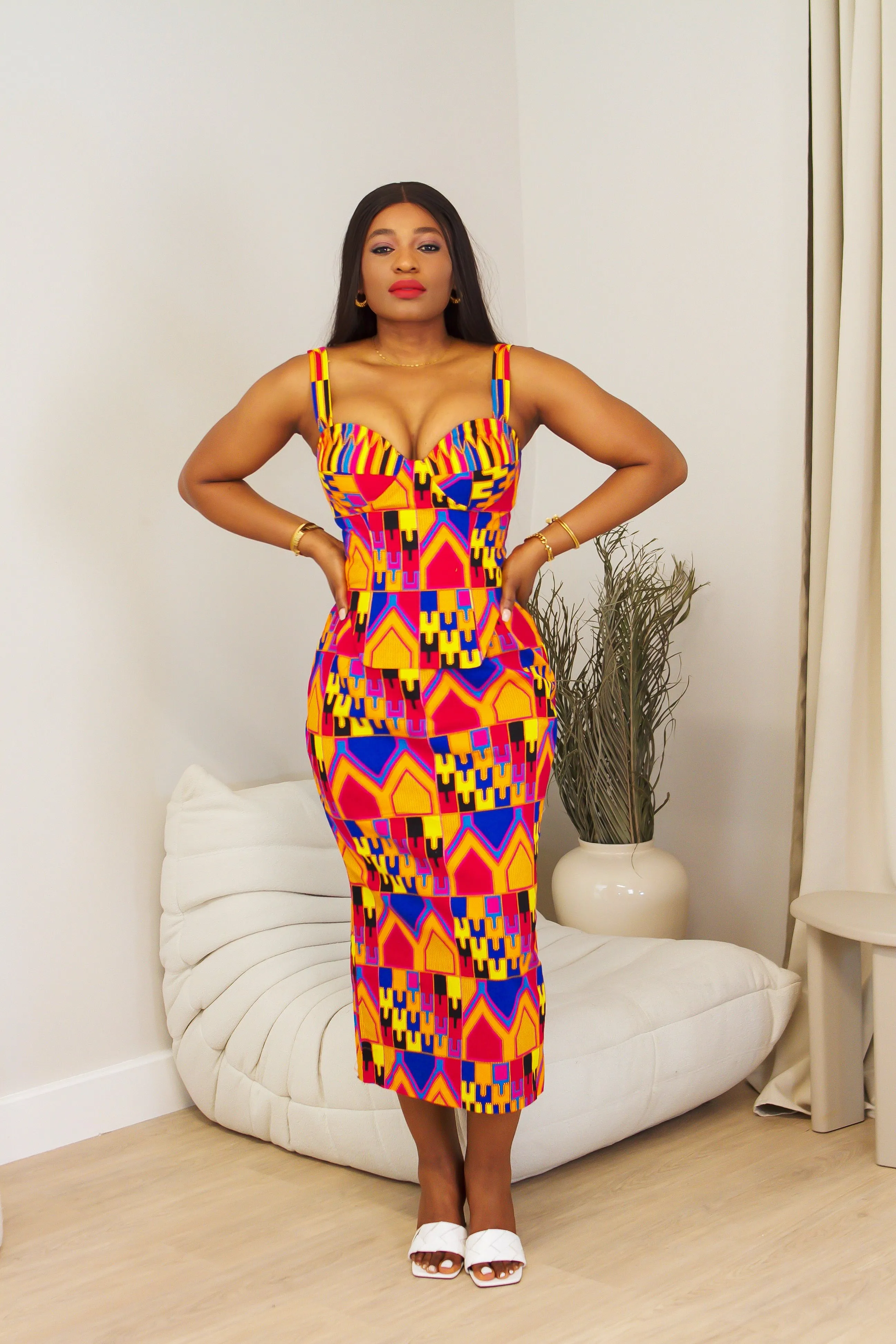 Introducing African Kente Print Boned Structured Corset - Omoge