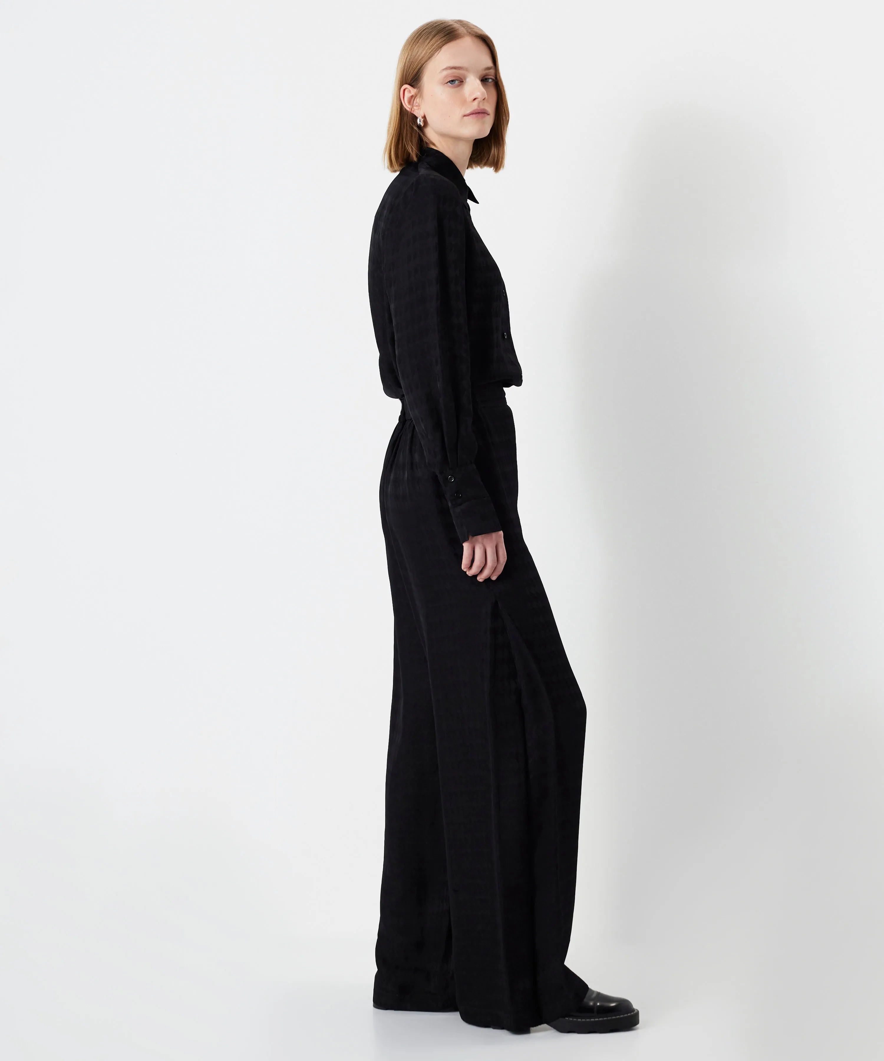 Ipekyol Jacquard Wide Leg Fit Trousers Black