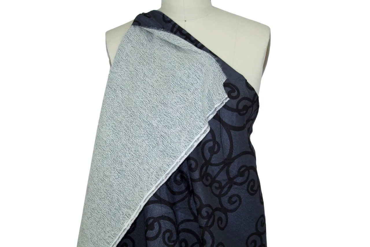 J0seph Abb0ud Scrollwork Silk Mikado - Gray/Black