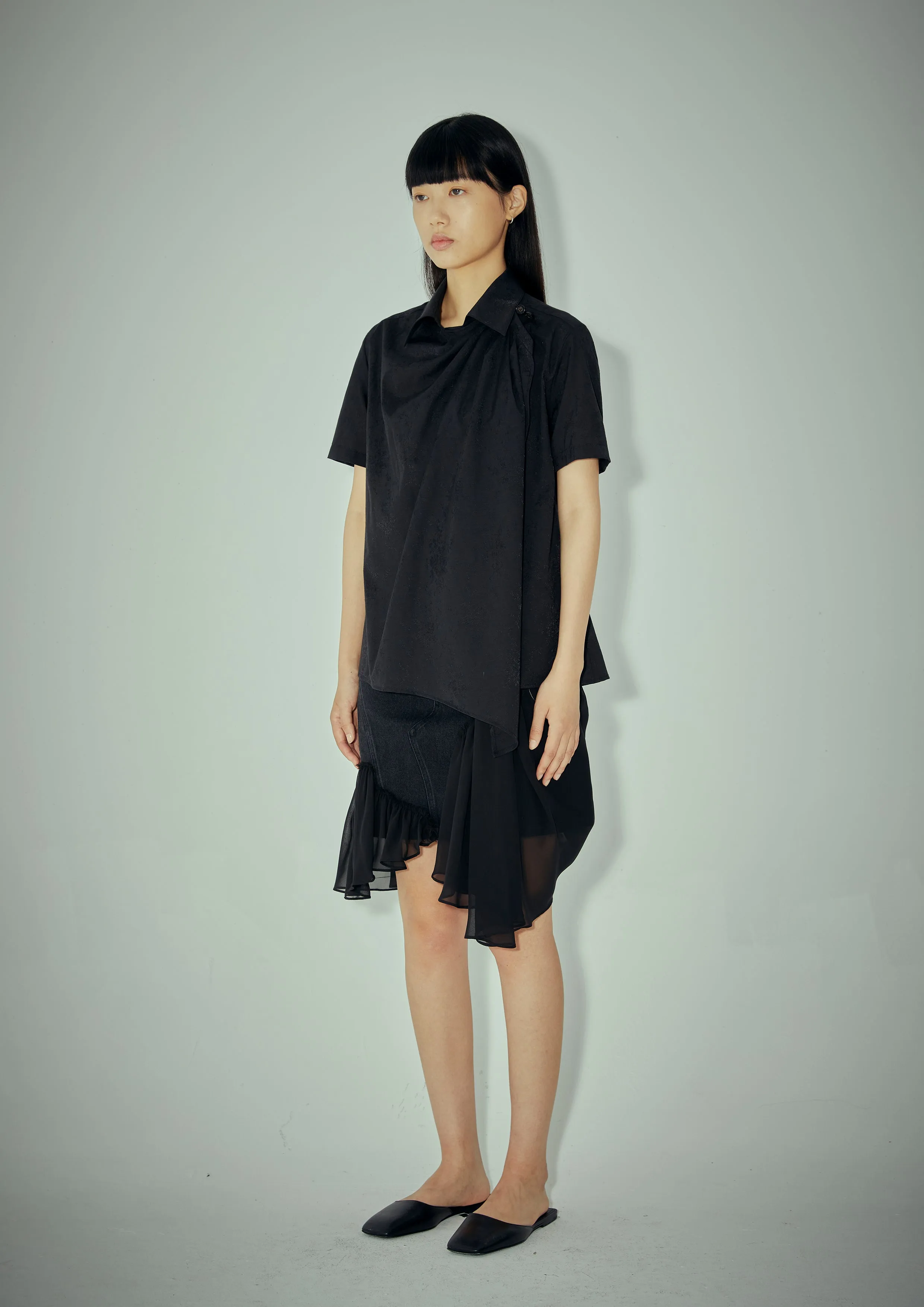 Knee-length Hollow Pleated Skirt