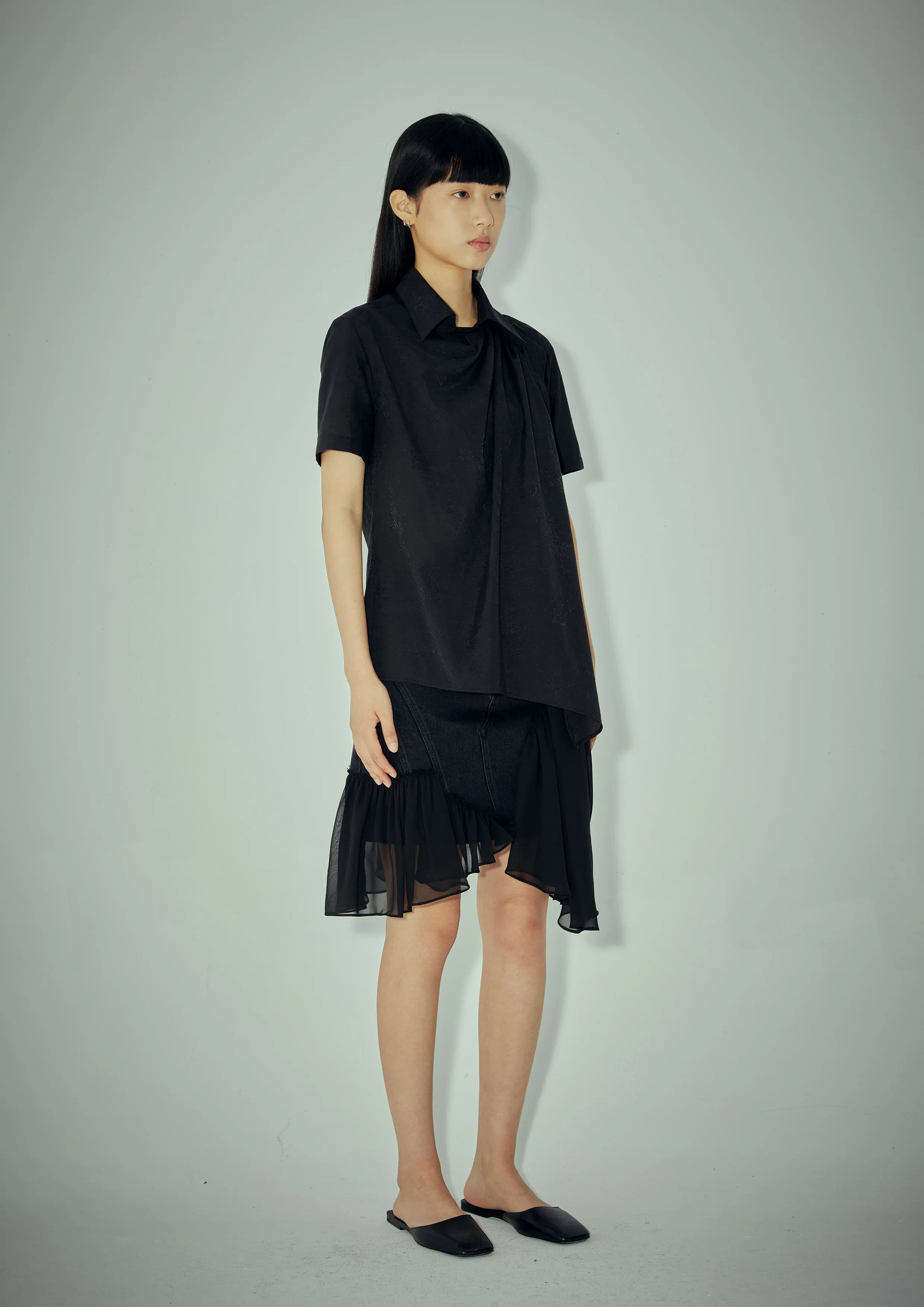 Knee-length Hollow Pleated Skirt